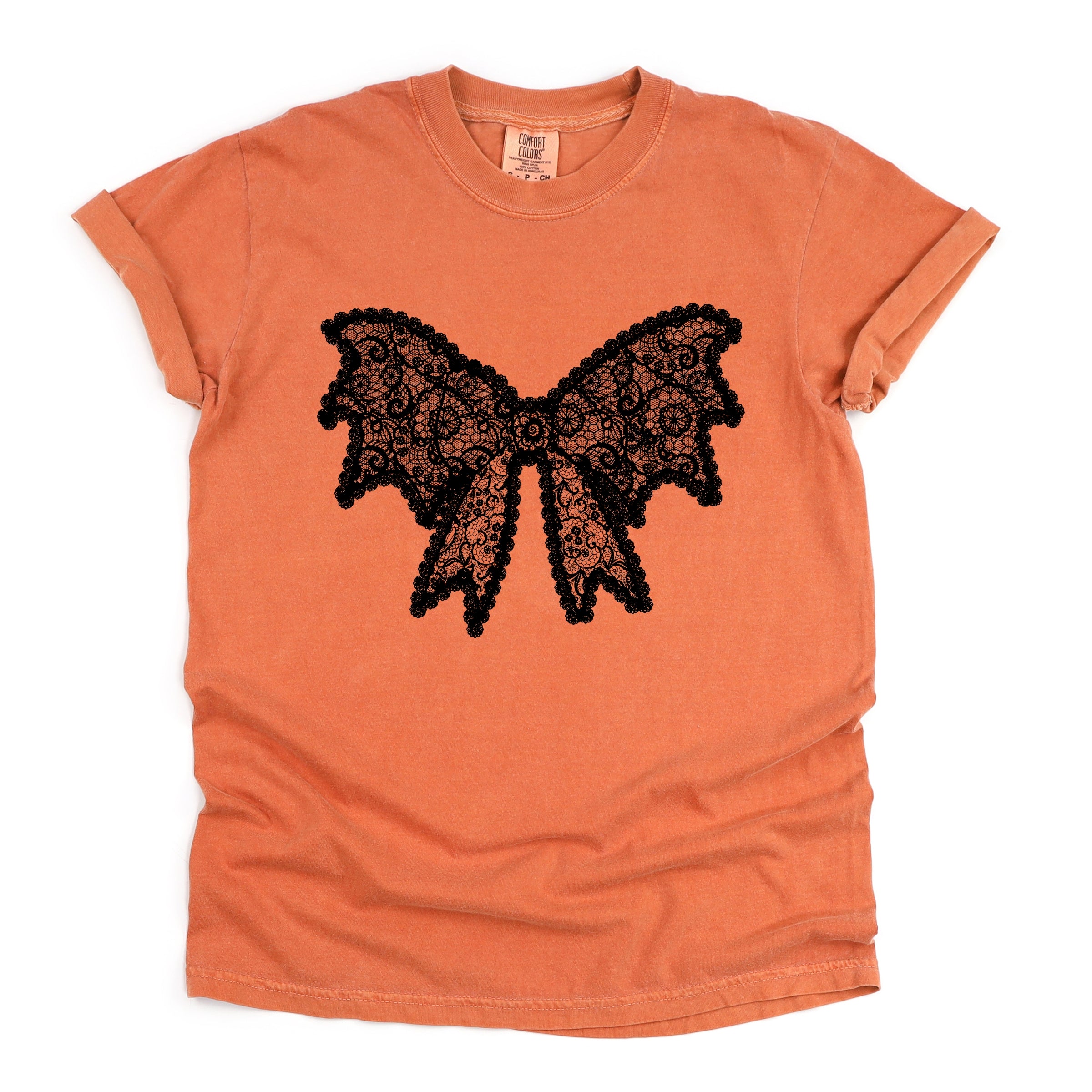 Lace Bow - Women's Garment Dyed Graphic T-Shirt