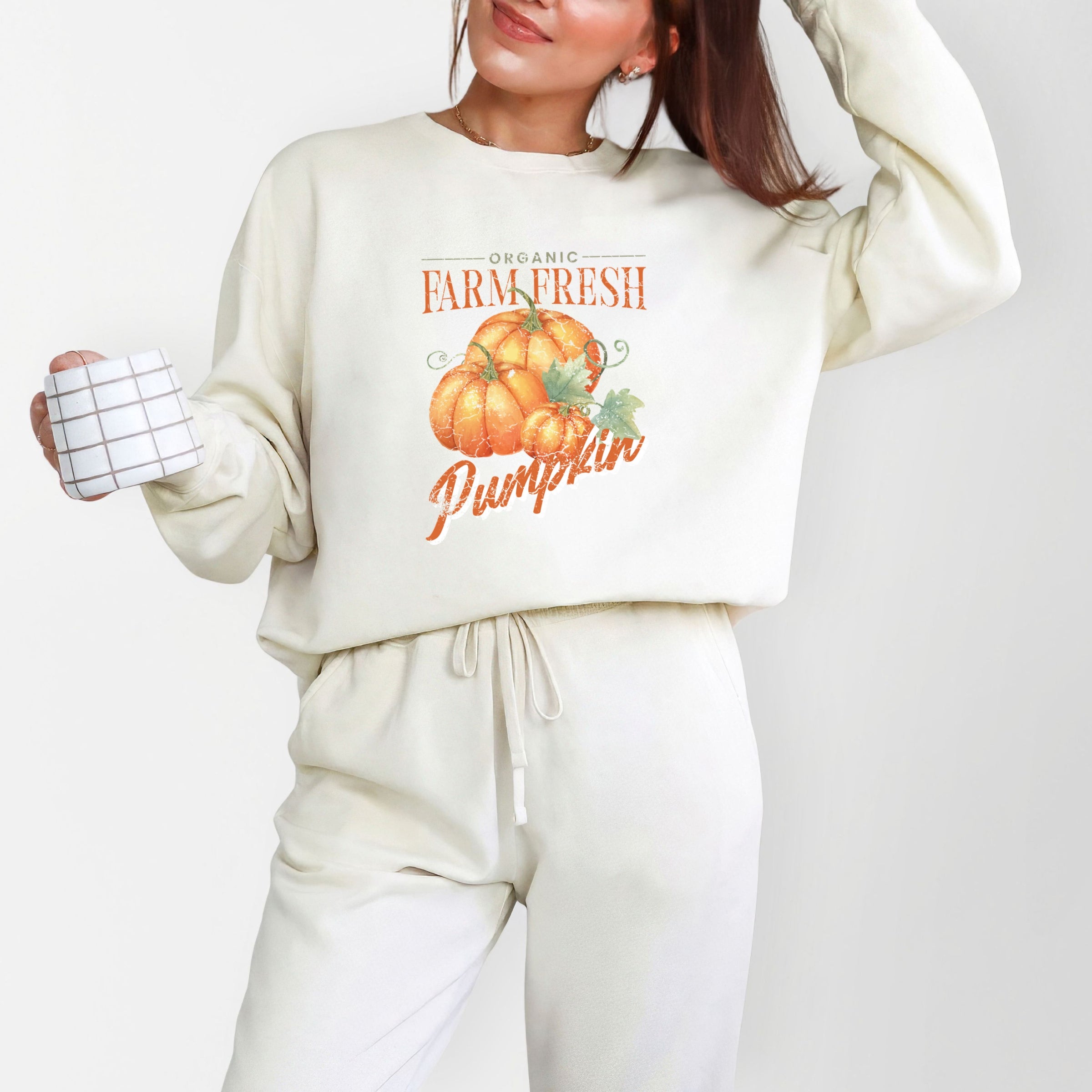 Farm Fresh Pumpkin Watercolor - Women's Lightweight Garment Dyed Sweatshirt