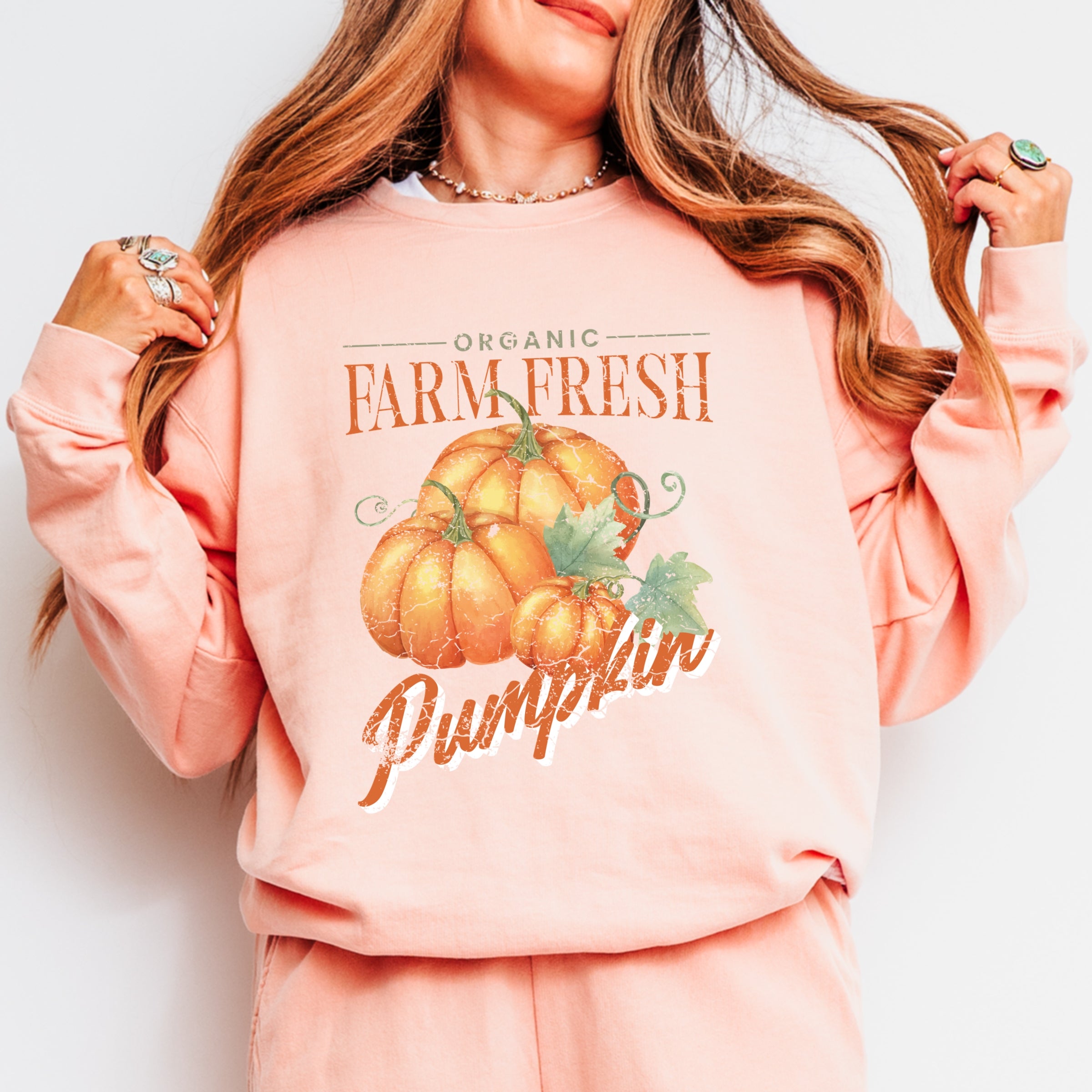 Farm Fresh Pumpkin Watercolor - Women's Lightweight Garment Dyed Sweatshirt
