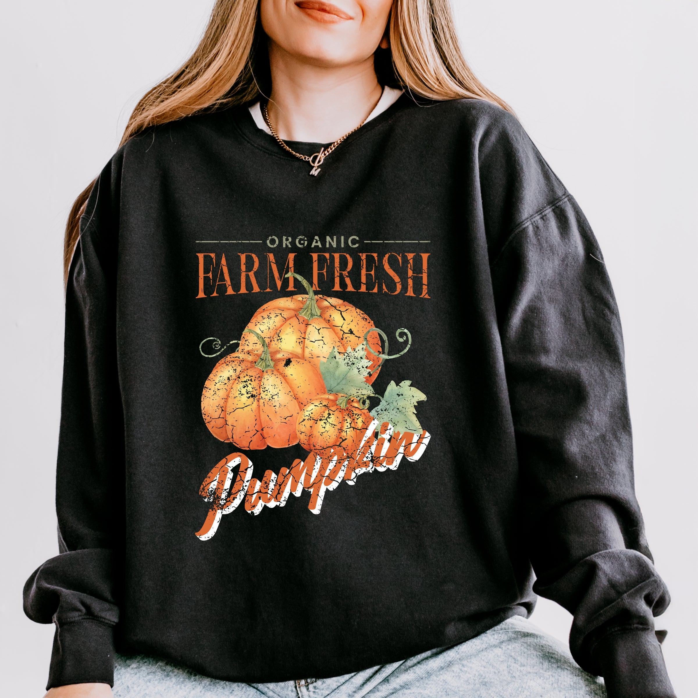 Farm Fresh Pumpkin Watercolor - Women's Lightweight Garment Dyed Sweatshirt