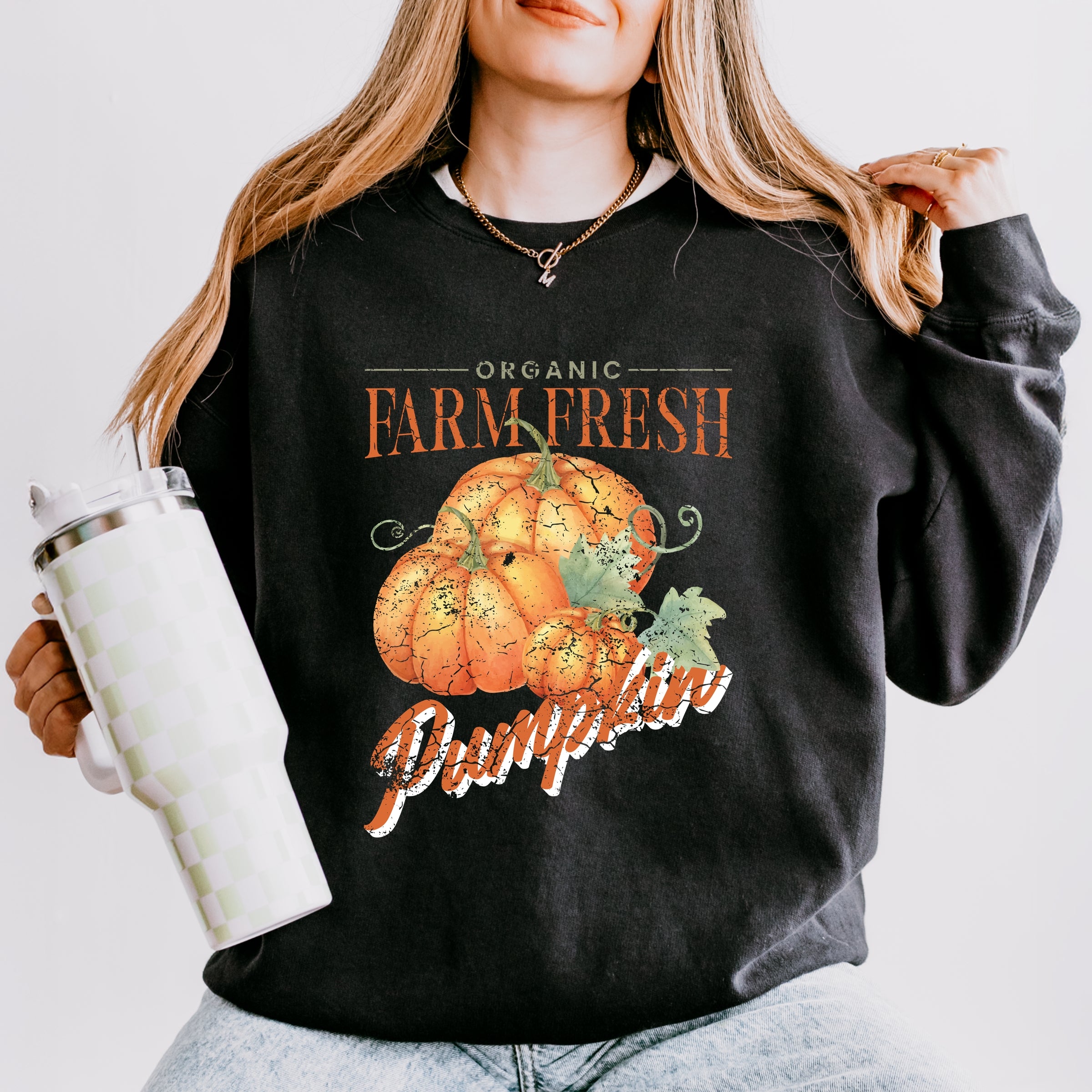 Farm Fresh Pumpkin Watercolor - Women's Lightweight Garment Dyed Sweatshirt