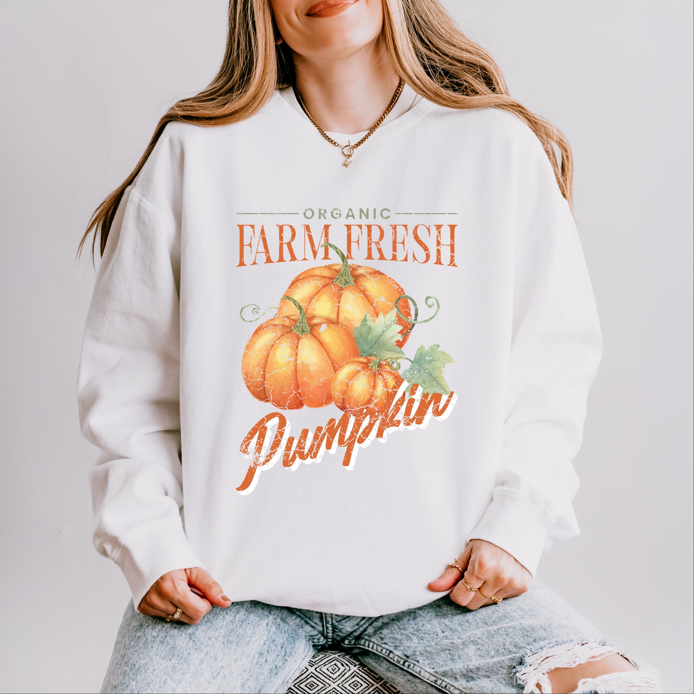 Farm Fresh Pumpkin Watercolor - Women's Lightweight Garment Dyed Sweatshirt