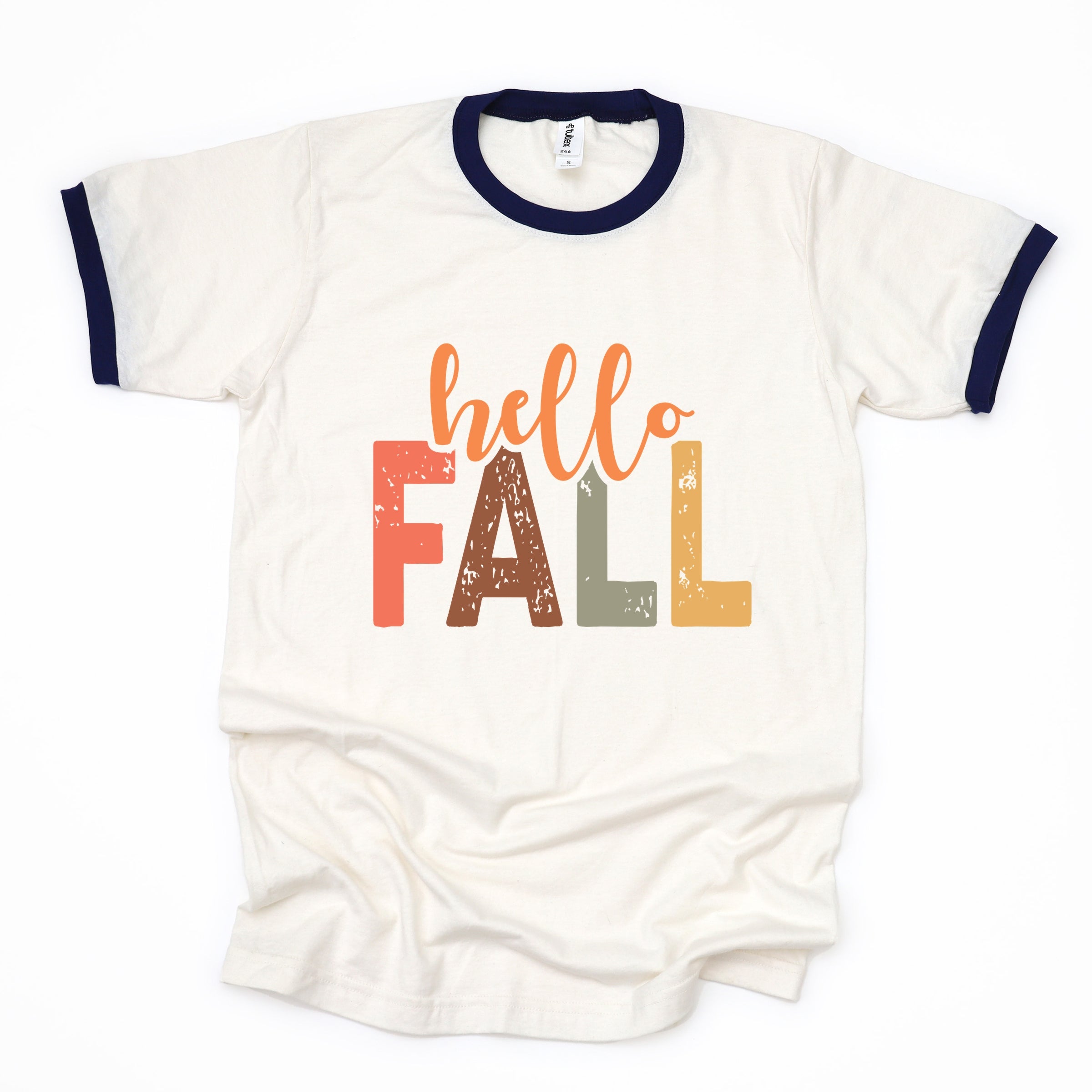 Hello Fall Cursive Block - Women's Ringer Graphic T-Shirt