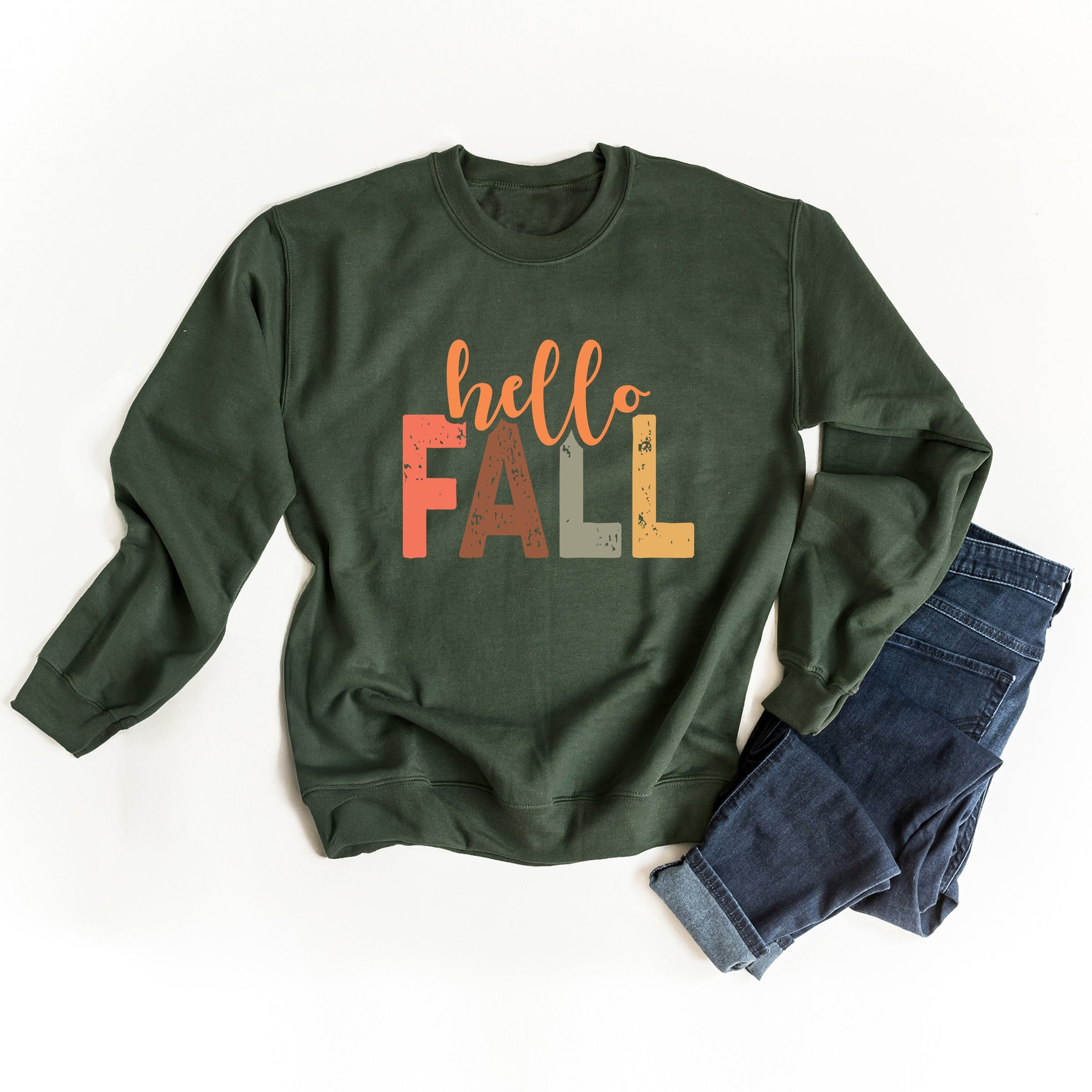 Hello Fall Cursive Block -  Women's Graphic Sweatshirt