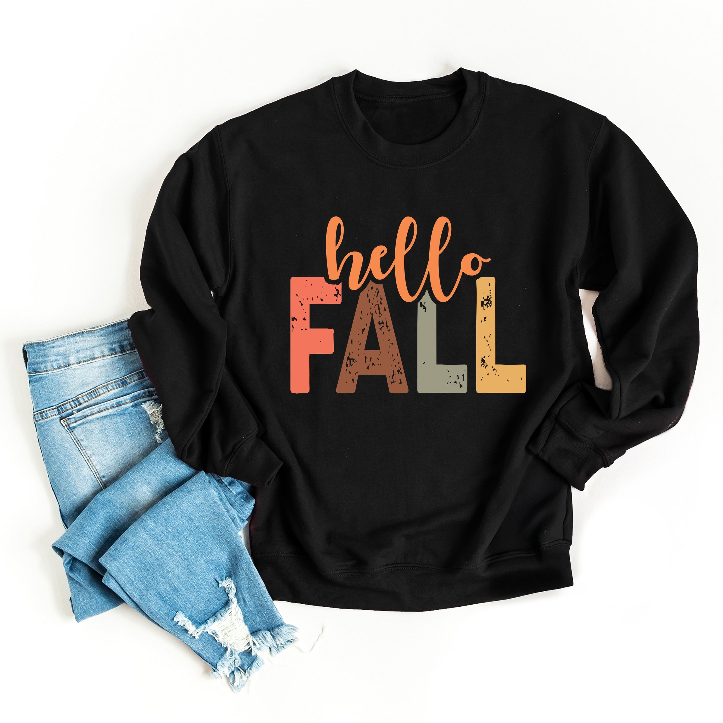 Hello Fall Cursive Block -  Women's Graphic Sweatshirt