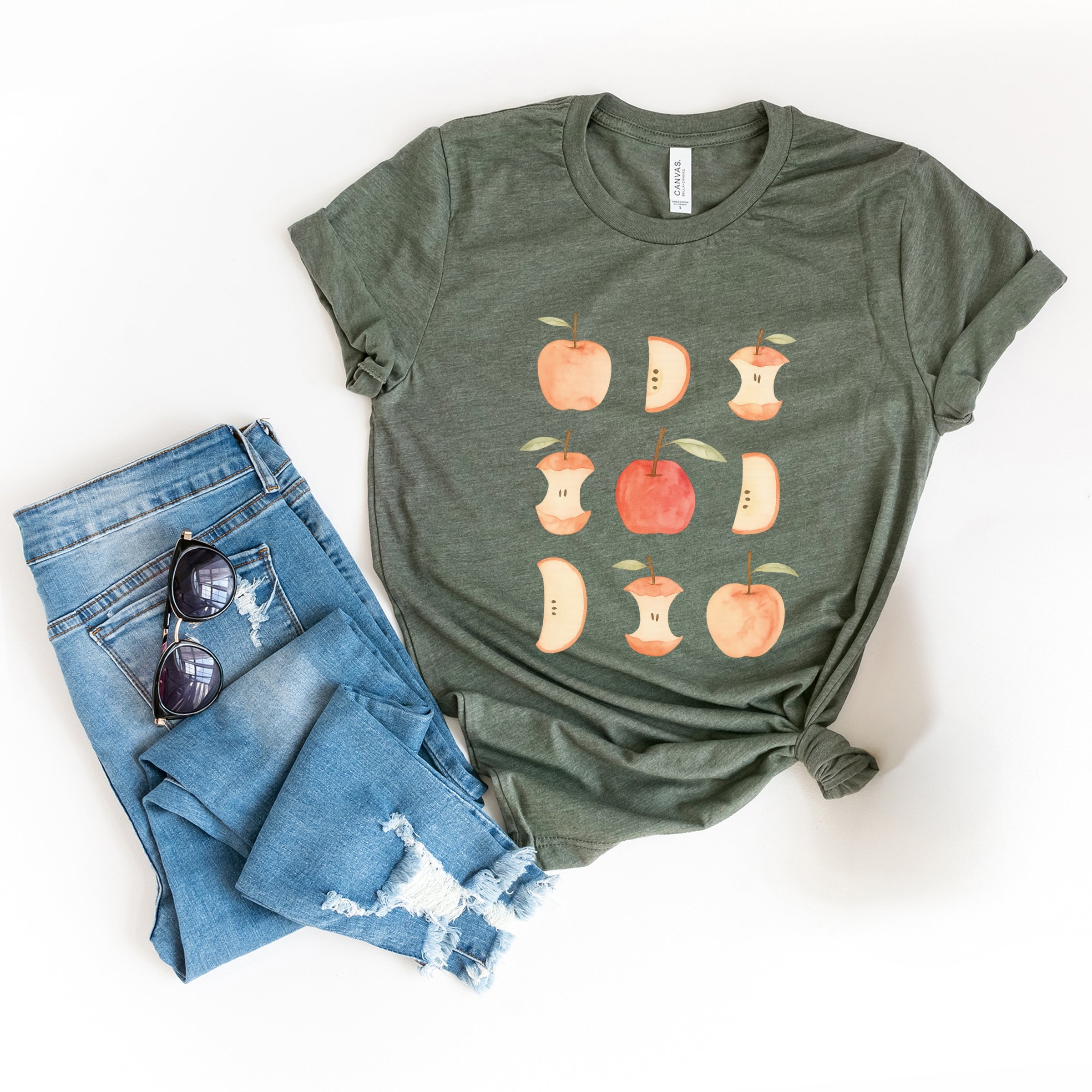 Watercolor Apple Chart shirt design - Short Sleeve Tee