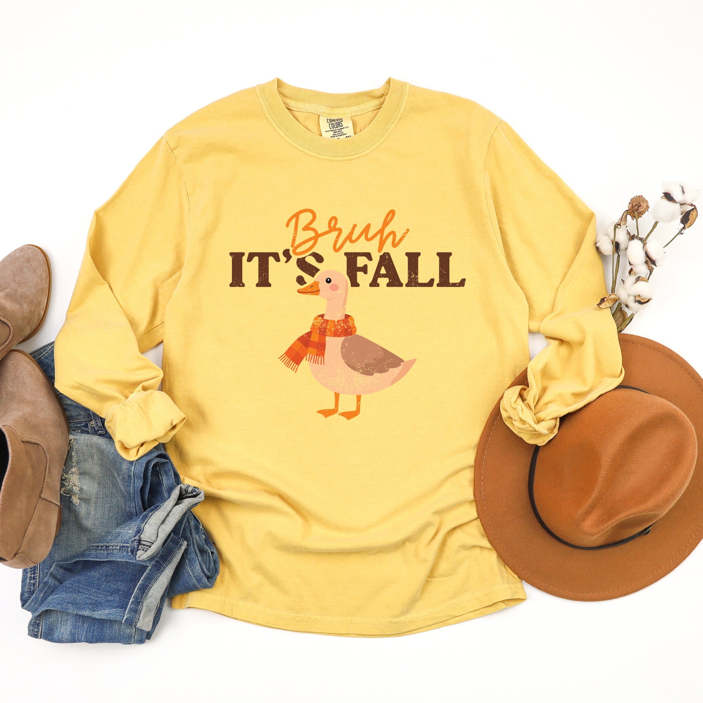 Bruh It's Fall Goose - Garment Dyed Long Sleeve