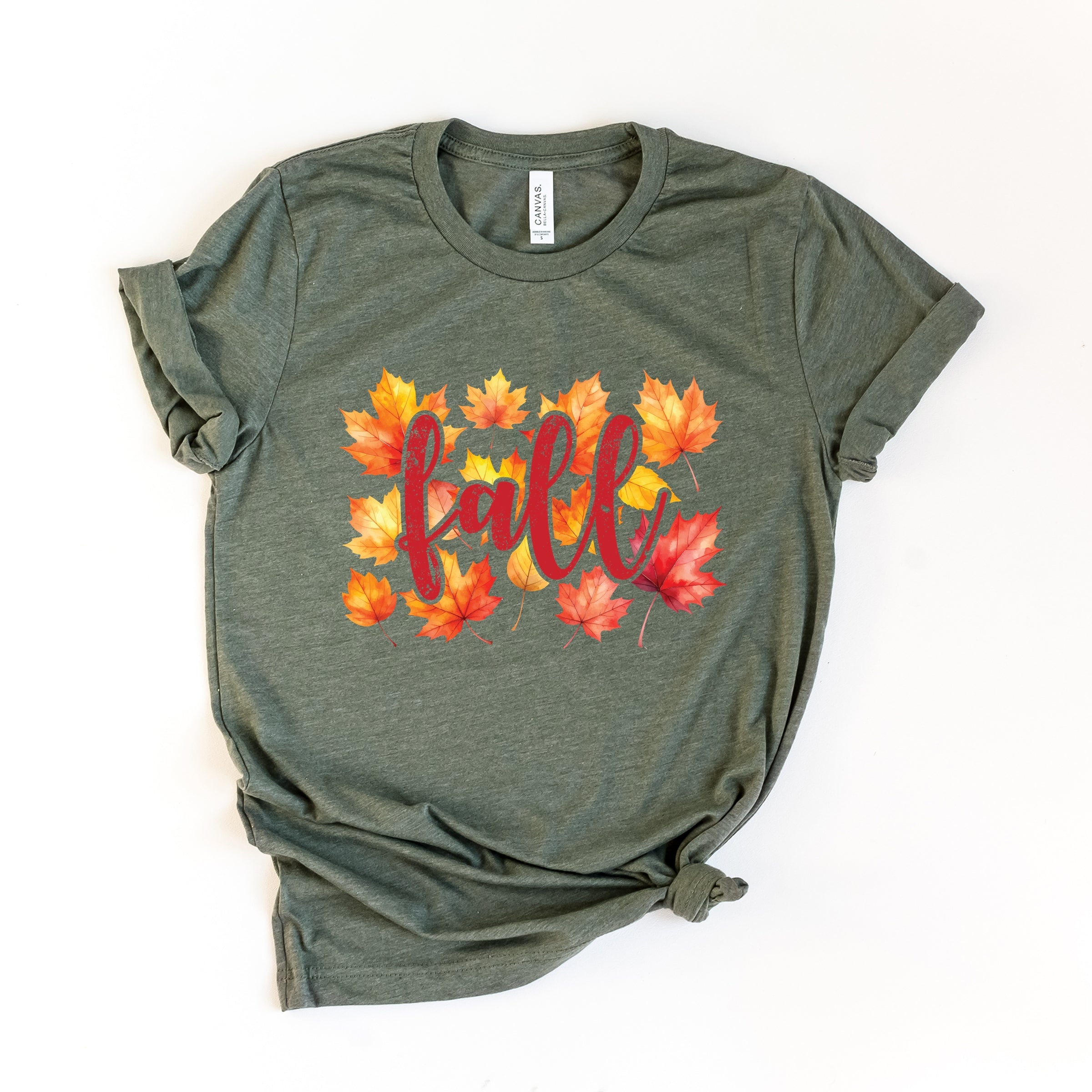 Fall Leaves Watercolor - Women's Short Sleeve Graphic T-Shirt