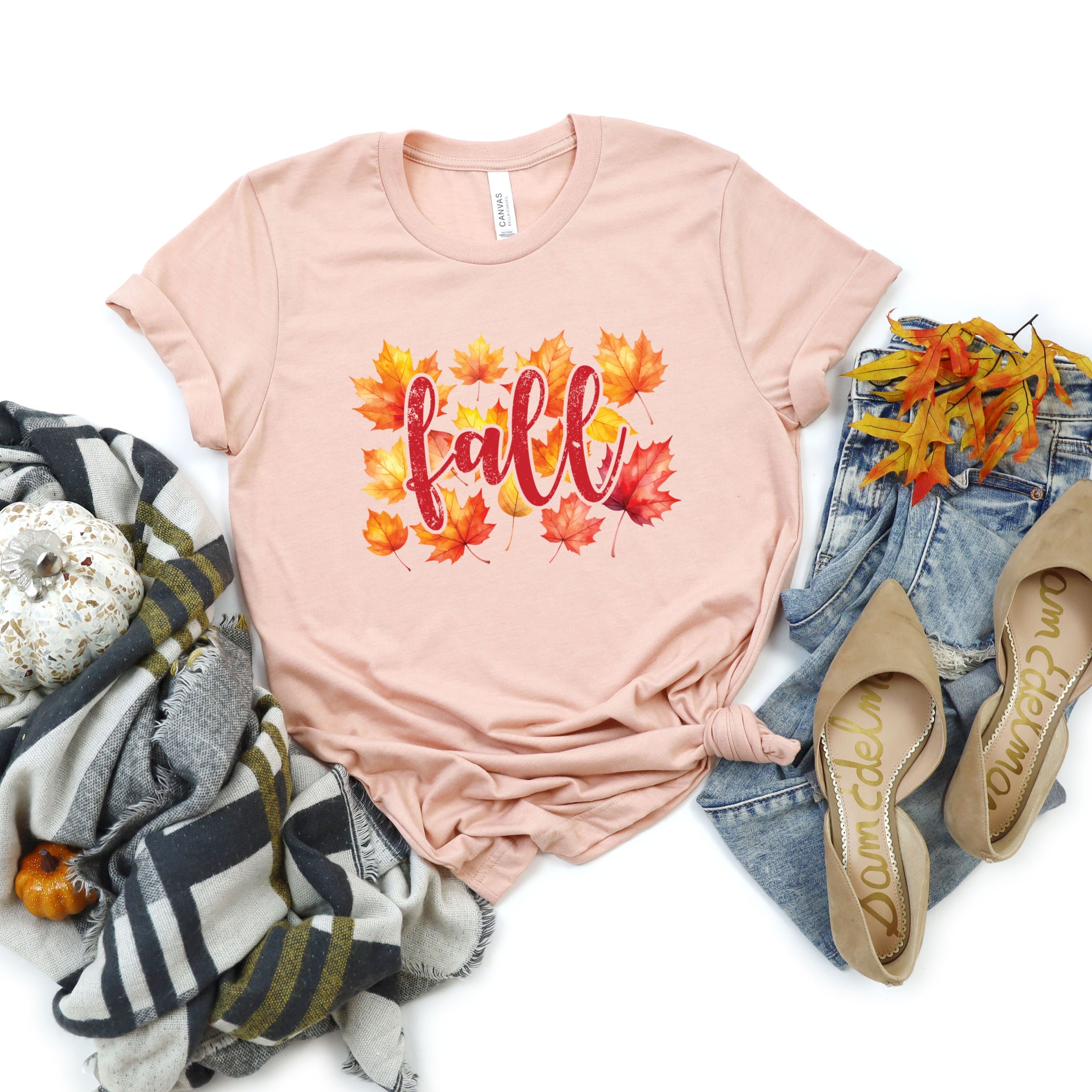 Fall Leaves Watercolor - Women's Short Sleeve Graphic T-Shirt