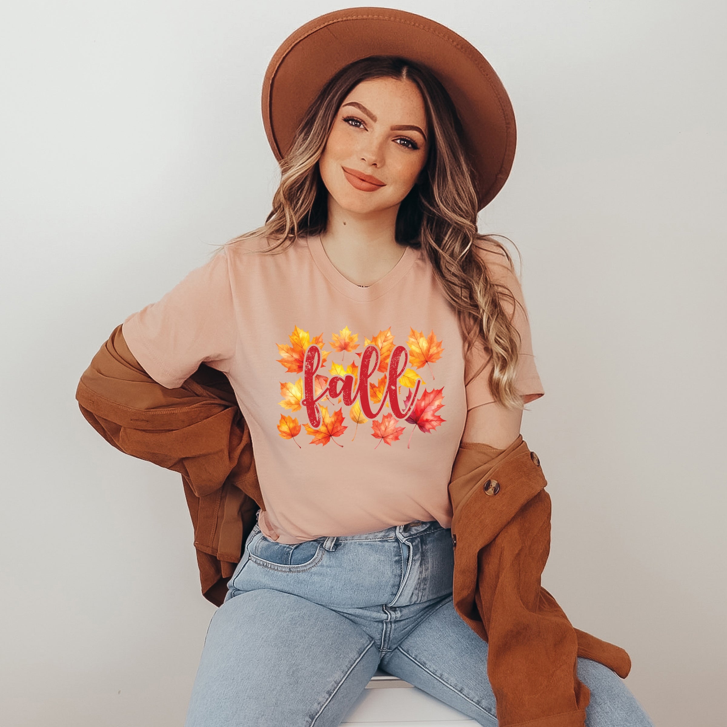 Fall Leaves Watercolor - Women's Short Sleeve Graphic T-Shirt