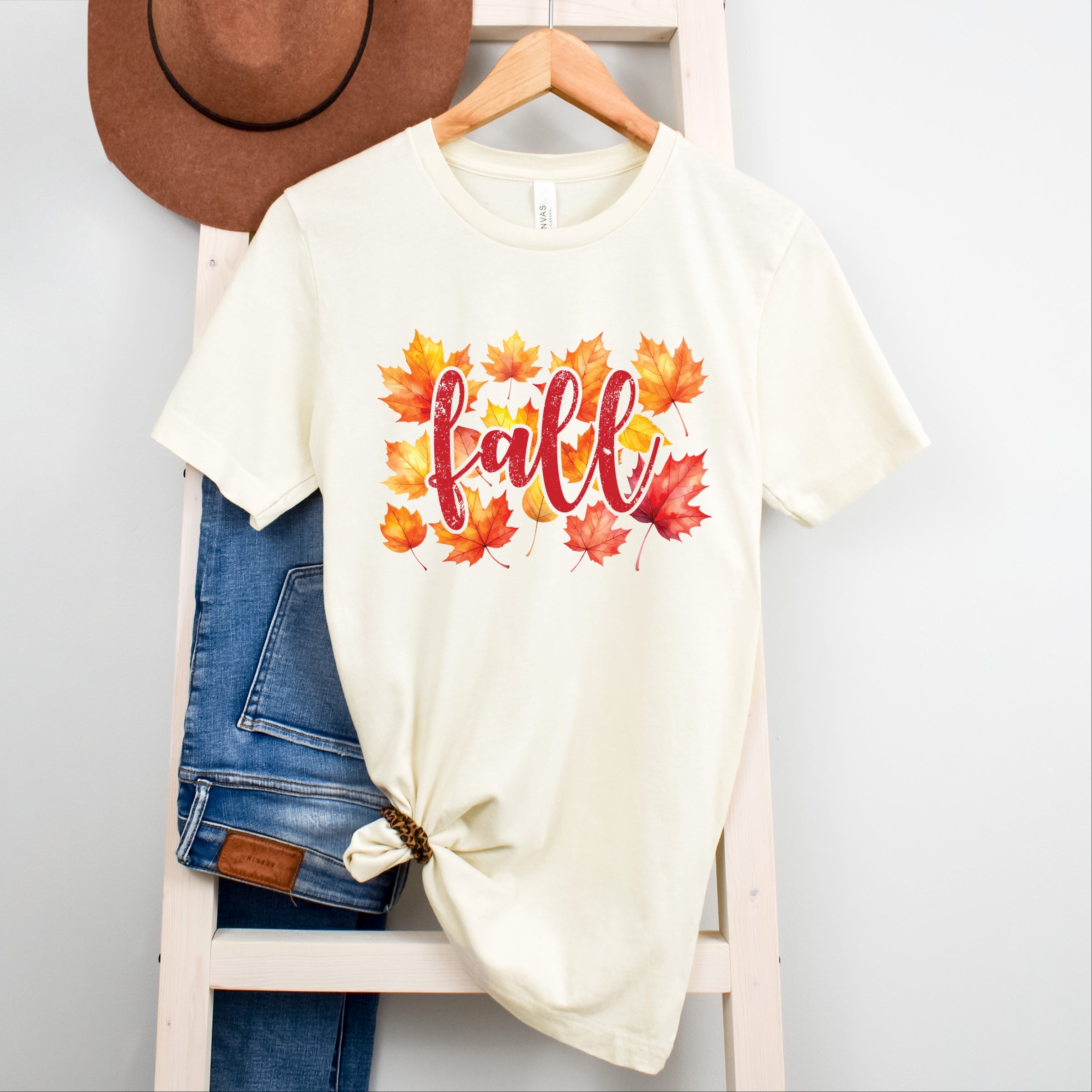 Fall Leaves Watercolor - Women's Short Sleeve Graphic T-Shirt