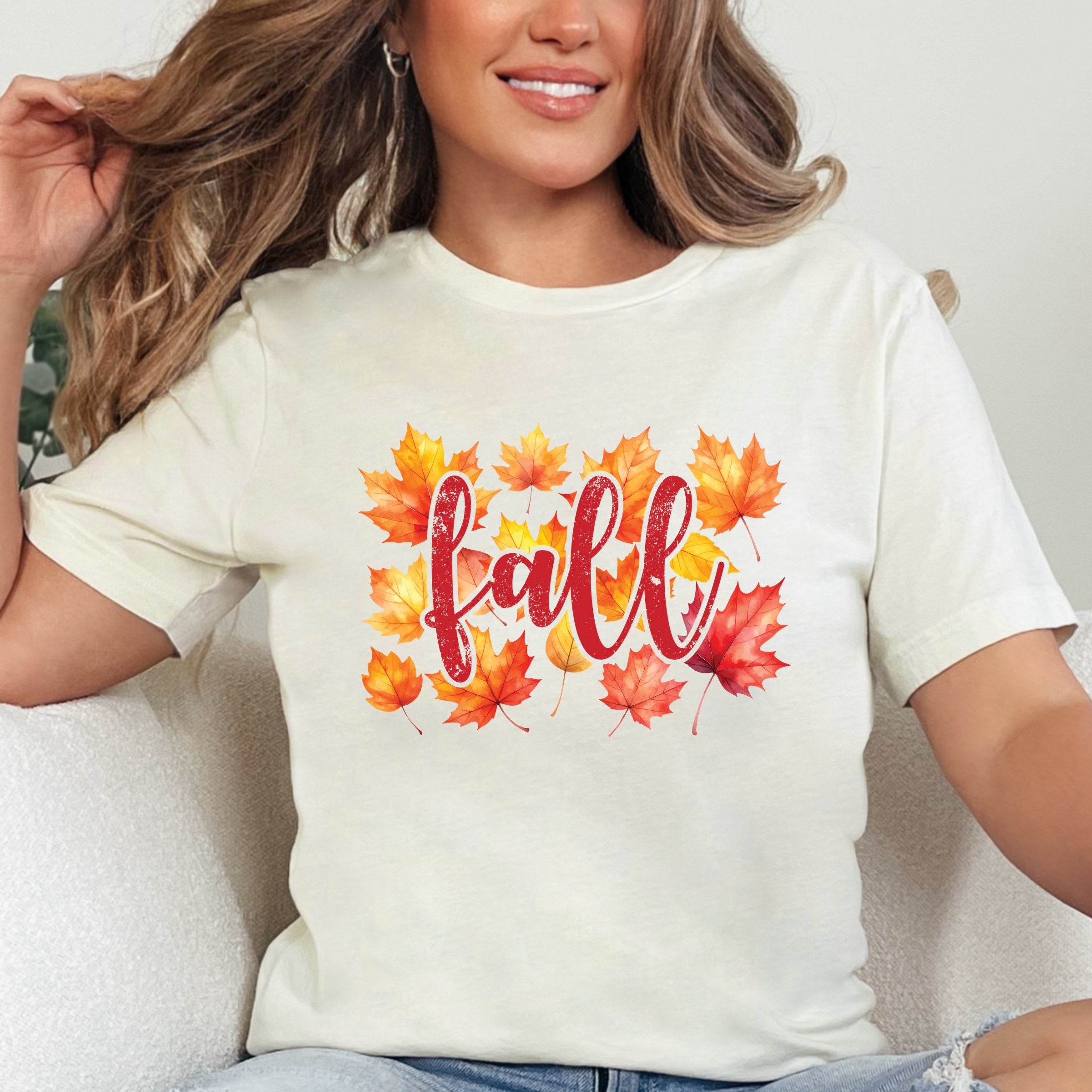 Fall Leaves Watercolor - Women's Short Sleeve Graphic T-Shirt