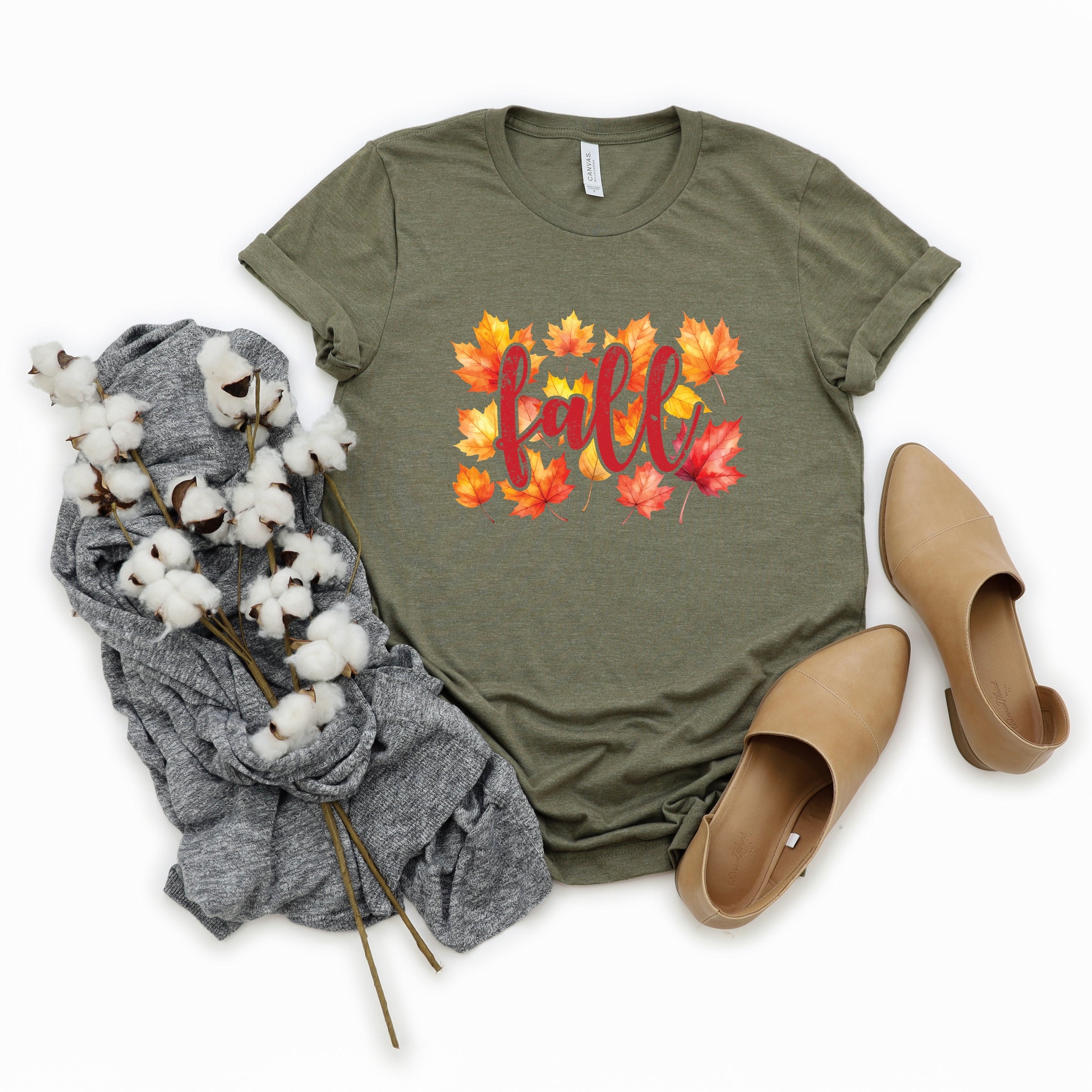 Fall Leaves Watercolor - Women's Short Sleeve Graphic T-Shirt