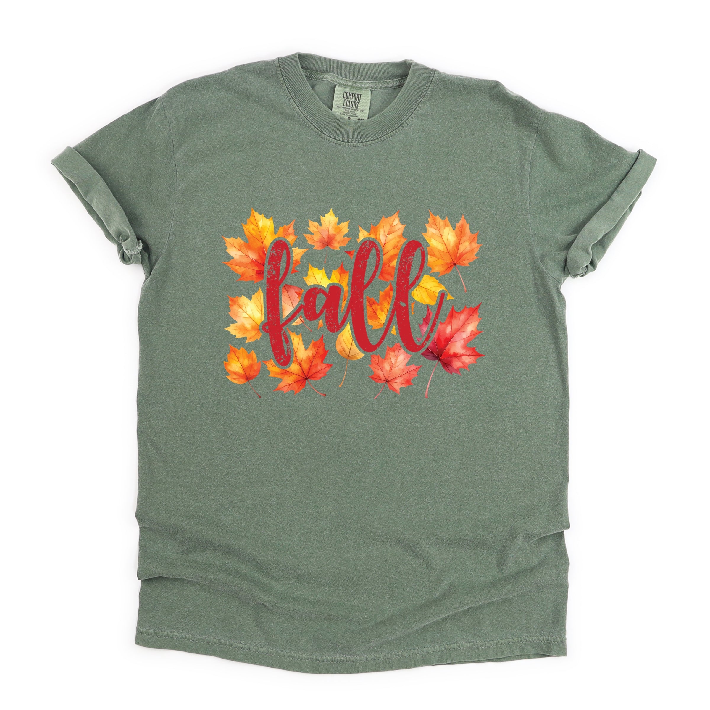 Fall Leaves Watercolor - Women's Garment Dyed Graphic T-Shirt