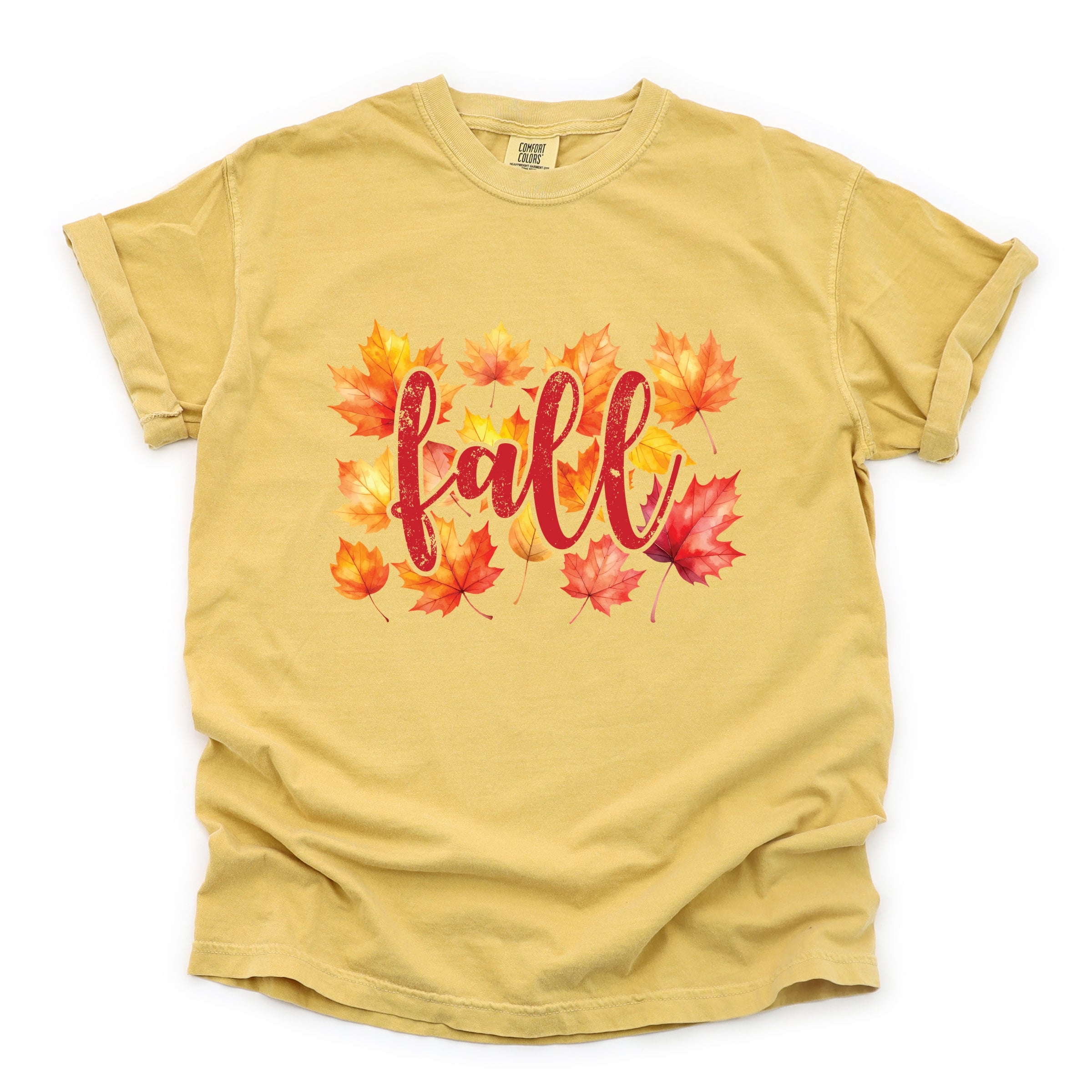 Fall Leaves Watercolor - Women's Garment Dyed Graphic T-Shirt