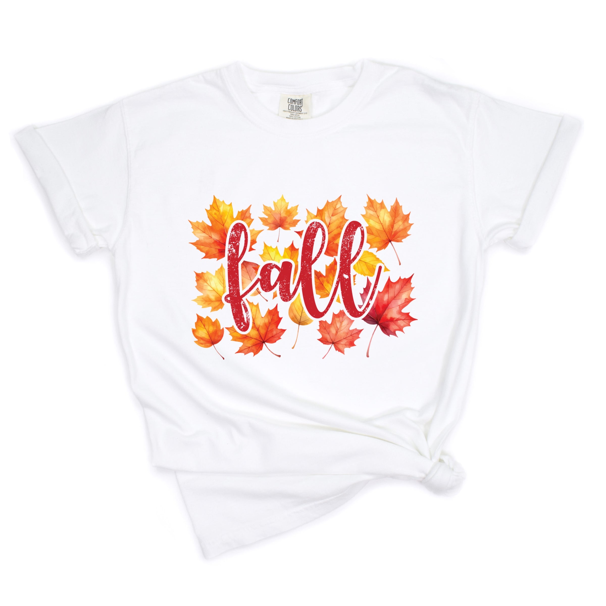 Fall Leaves Watercolor - Women's Garment Dyed Graphic T-Shirt