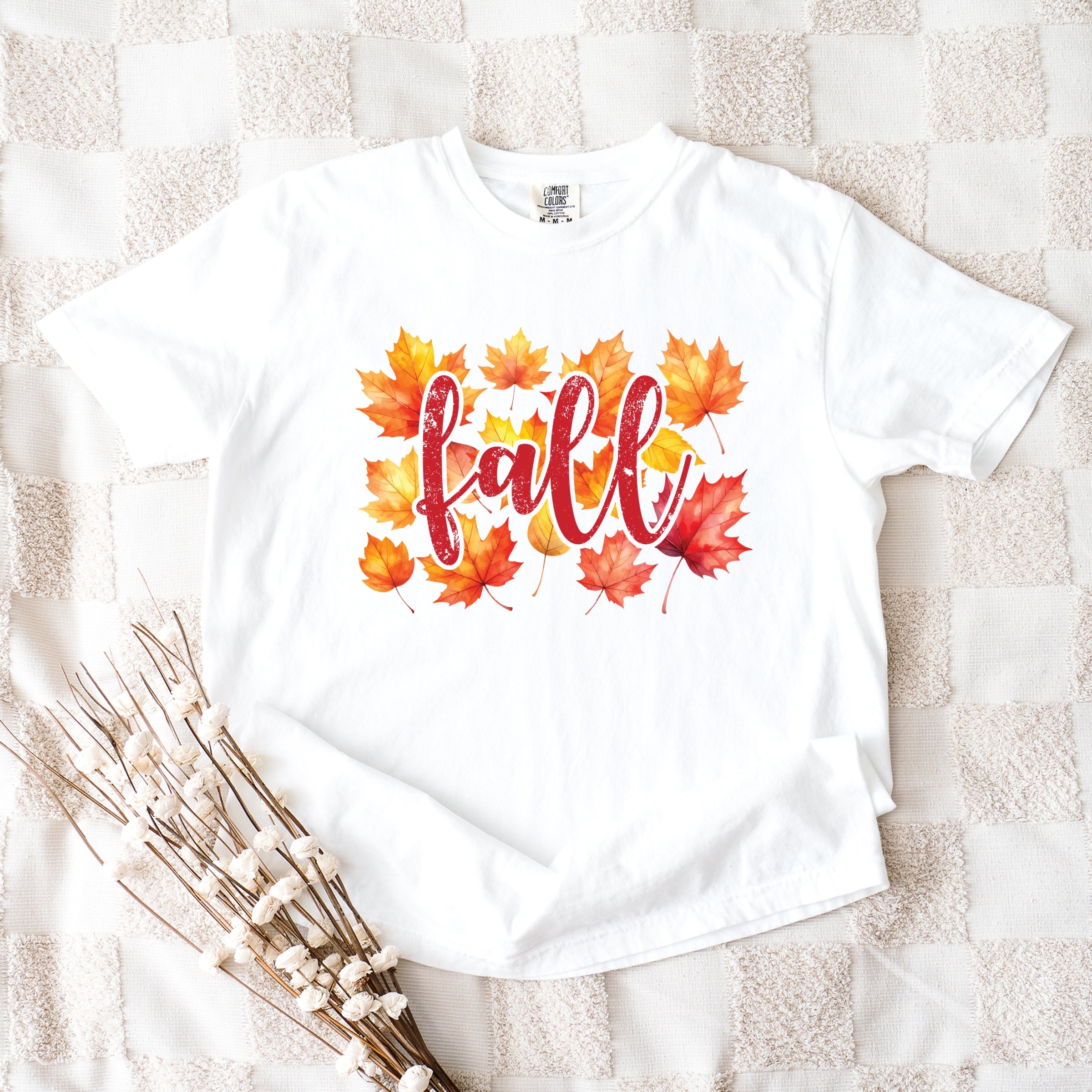Fall Leaves Watercolor - Women's Garment Dyed Graphic T-Shirt