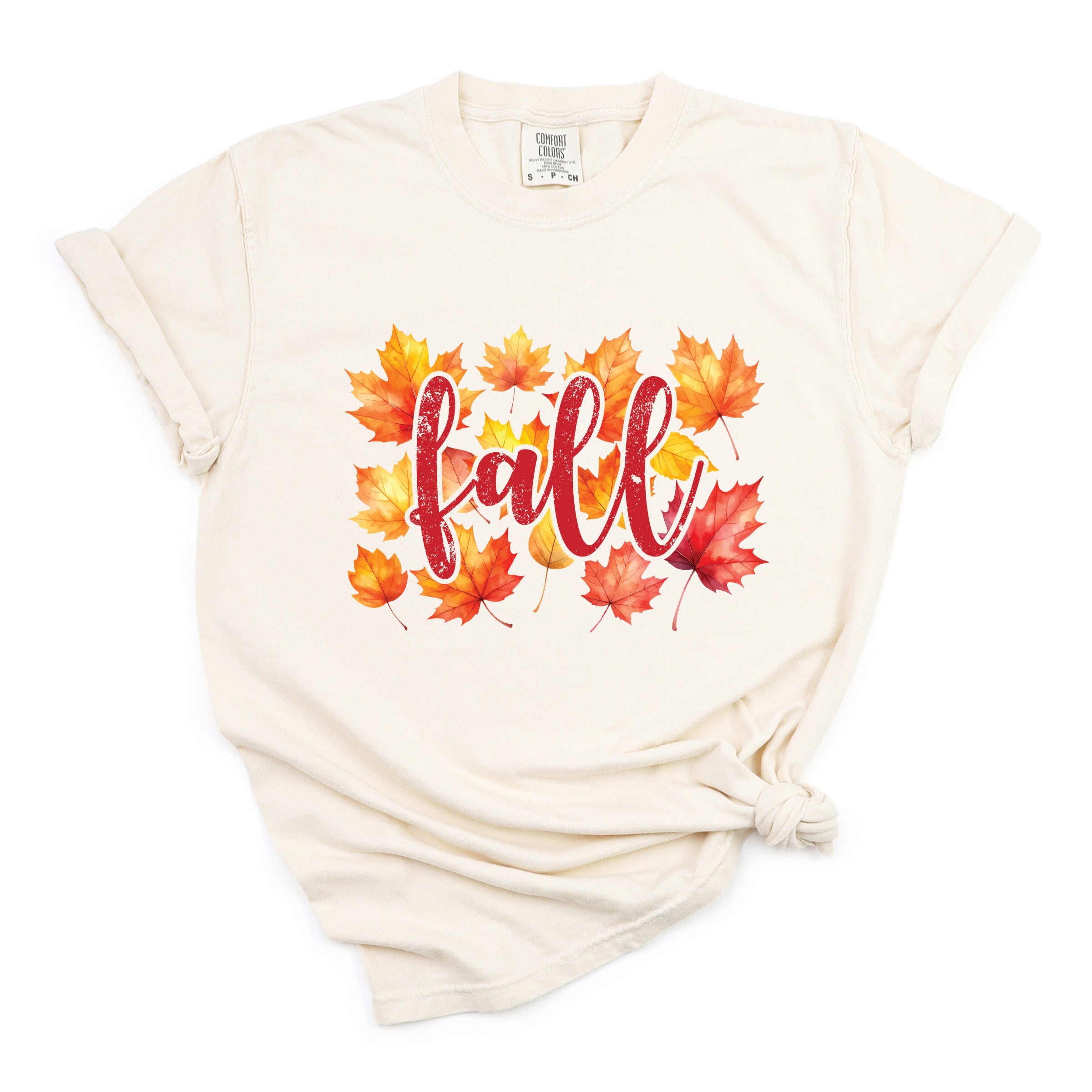 Fall Leaves Watercolor - Women's Garment Dyed Graphic T-Shirt