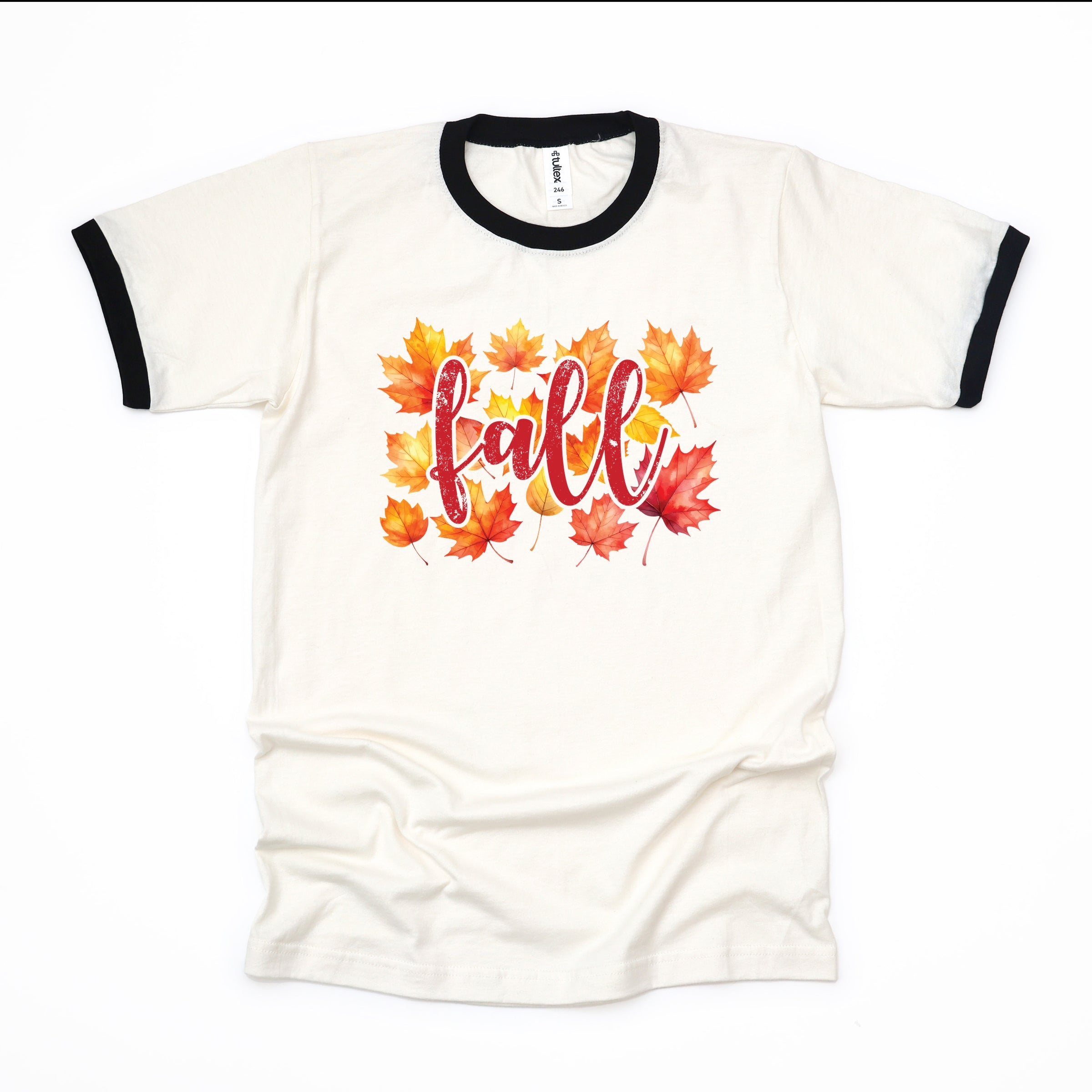 Fall Leaves Watercolor - Women's Ringer Graphic T-Shirt