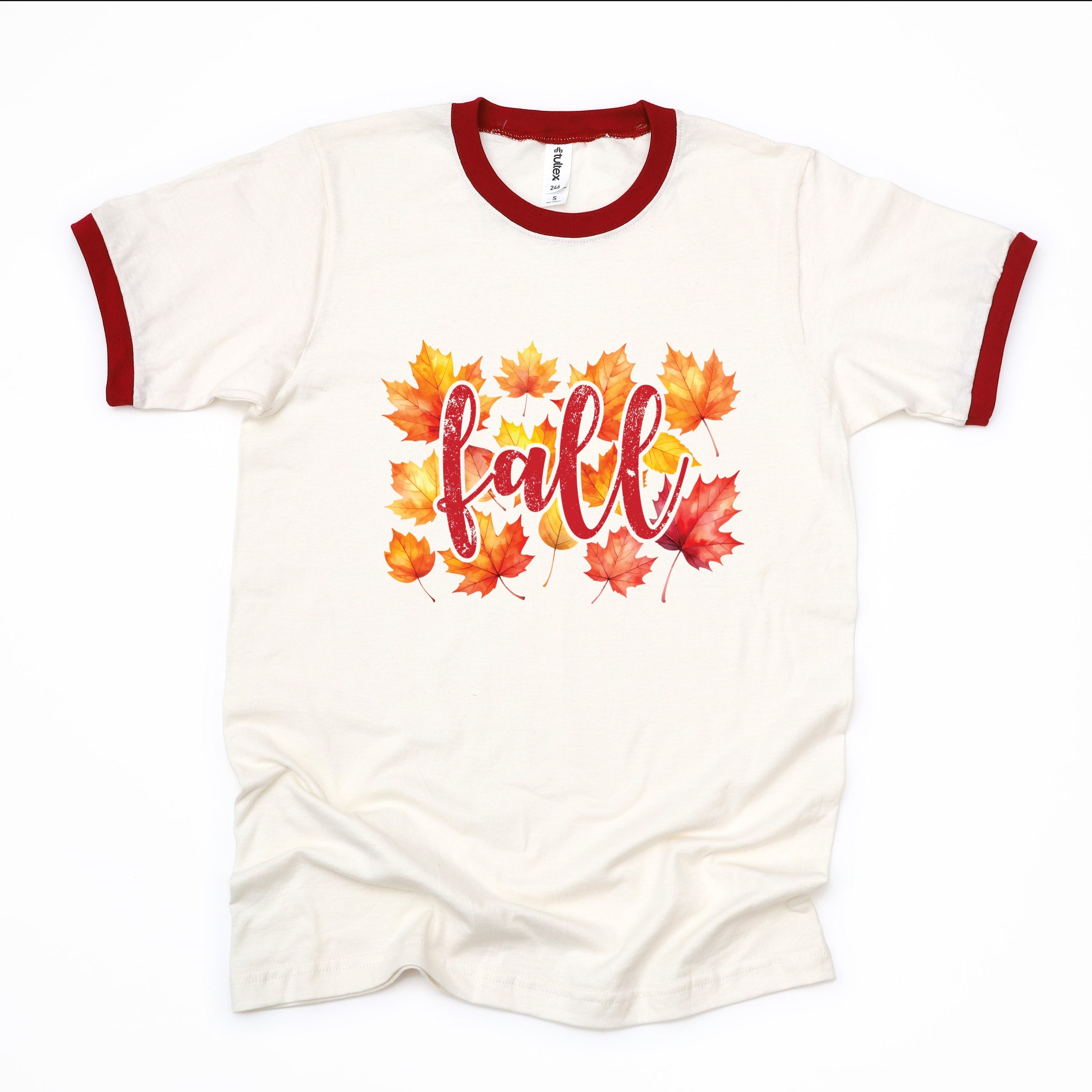Fall Leaves Watercolor - Women's Ringer Graphic T-Shirt