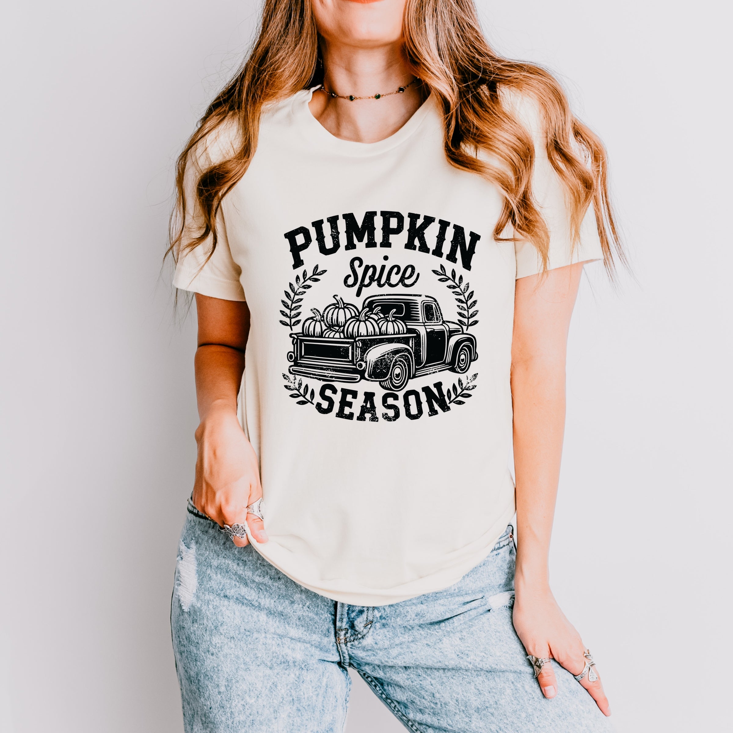 Pumpkin Spice Season Truck Distressed - Short Sleeve Tee