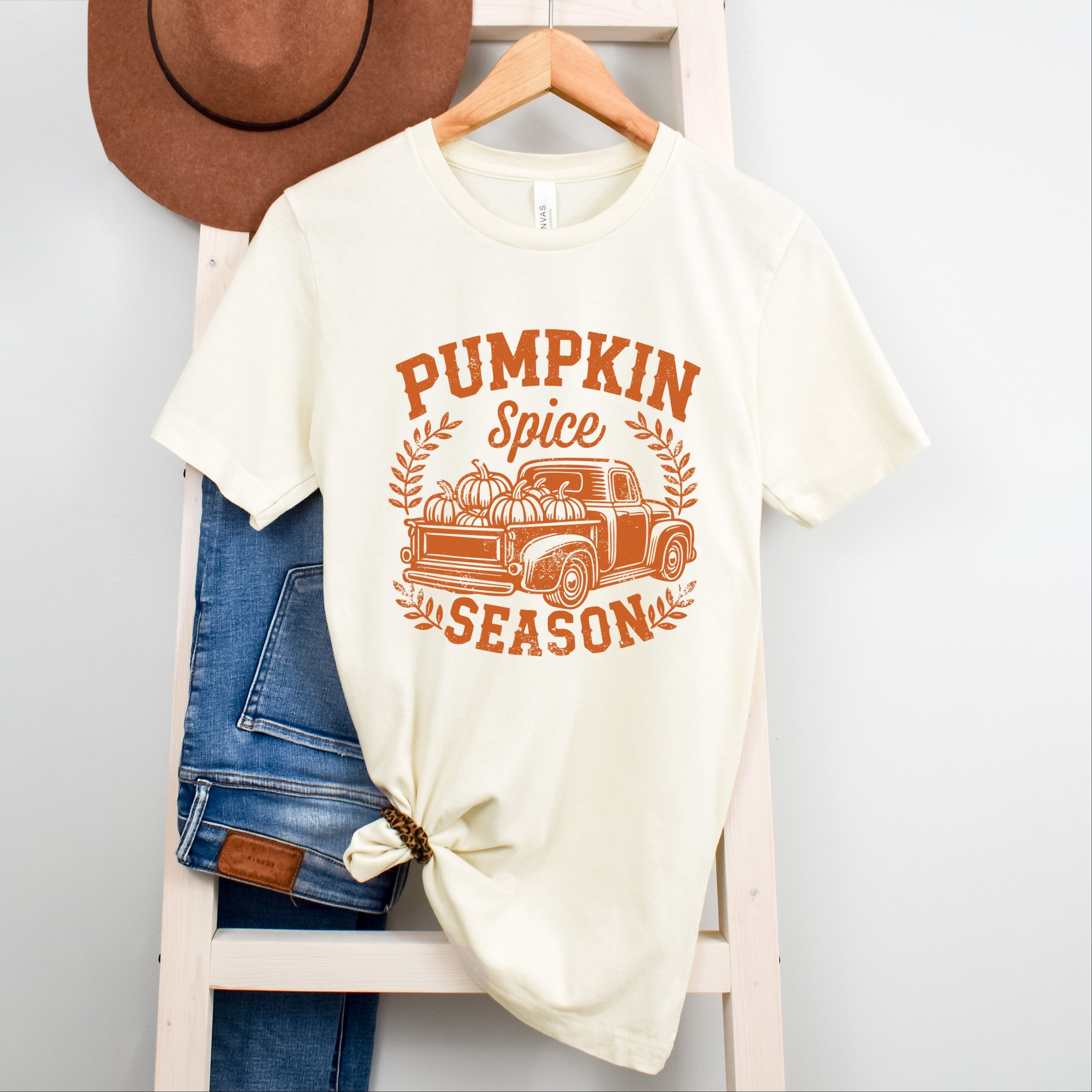 Pumpkin Spice Season Truck Distressed - Women's Short Sleeve Graphic T-Shirt