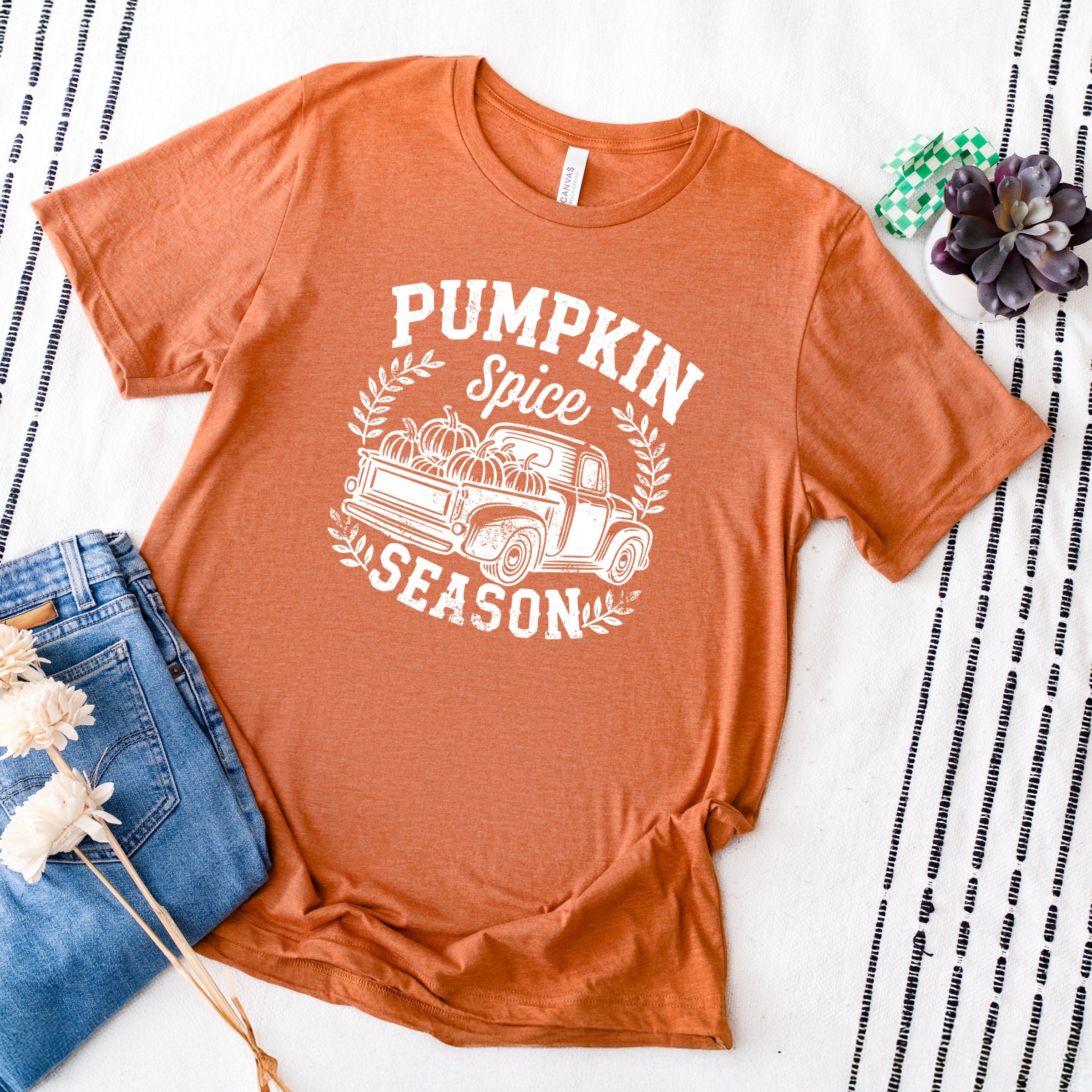 Pumpkin Spice Season Truck Distressed - Short Sleeve Tee