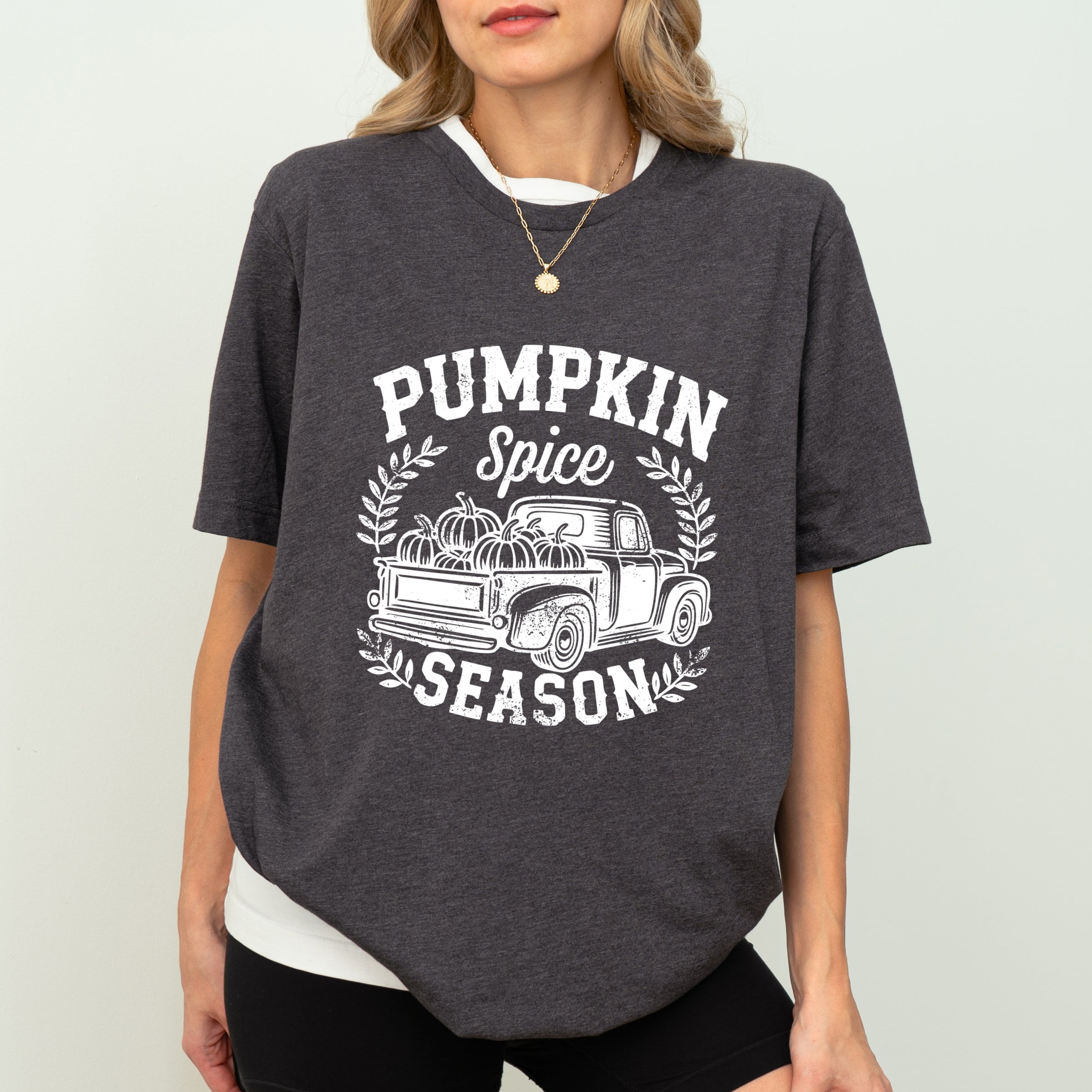 Pumpkin Spice Season Truck Distressed - Short Sleeve Tee