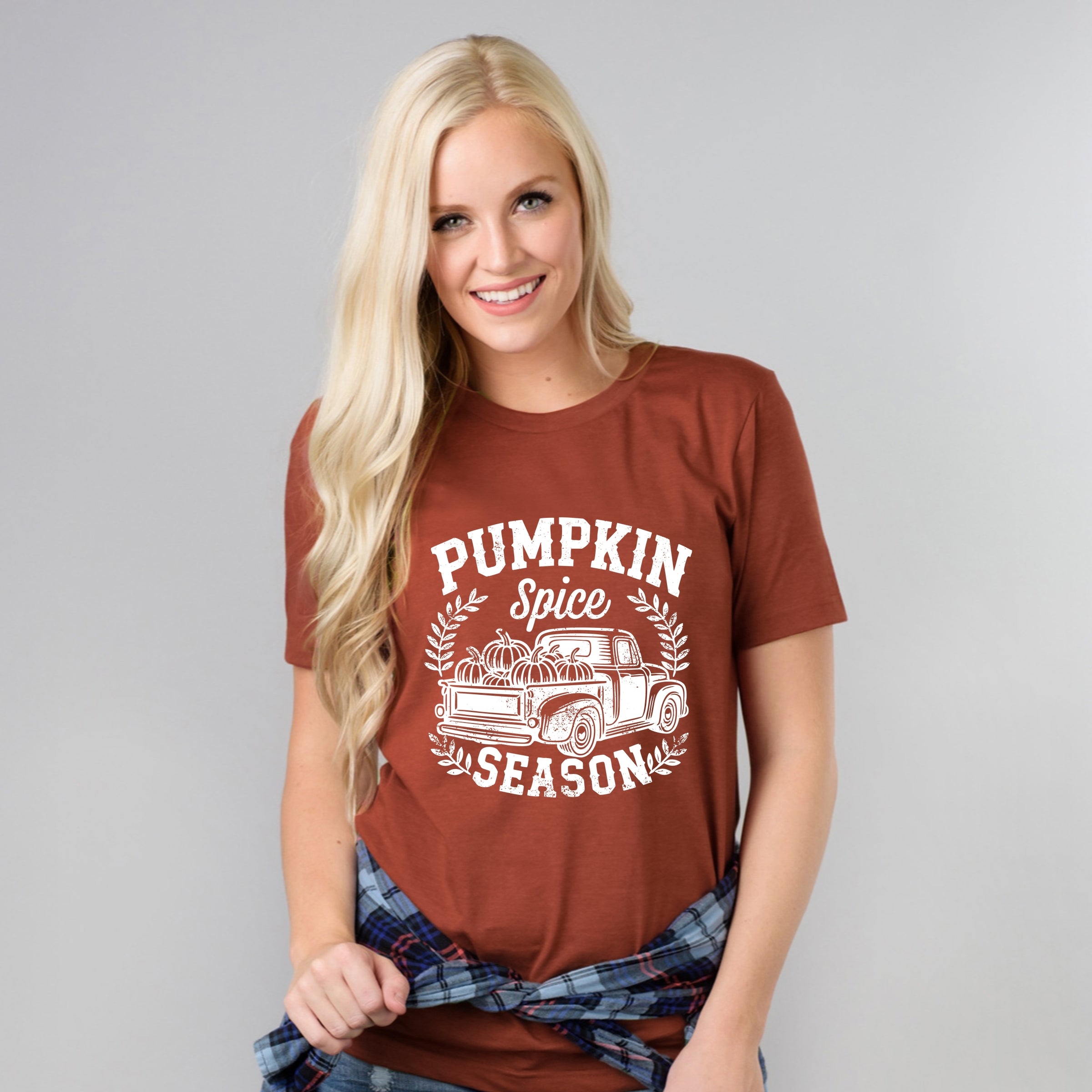 Pumpkin Spice Season Truck Distressed - Short Sleeve Tee