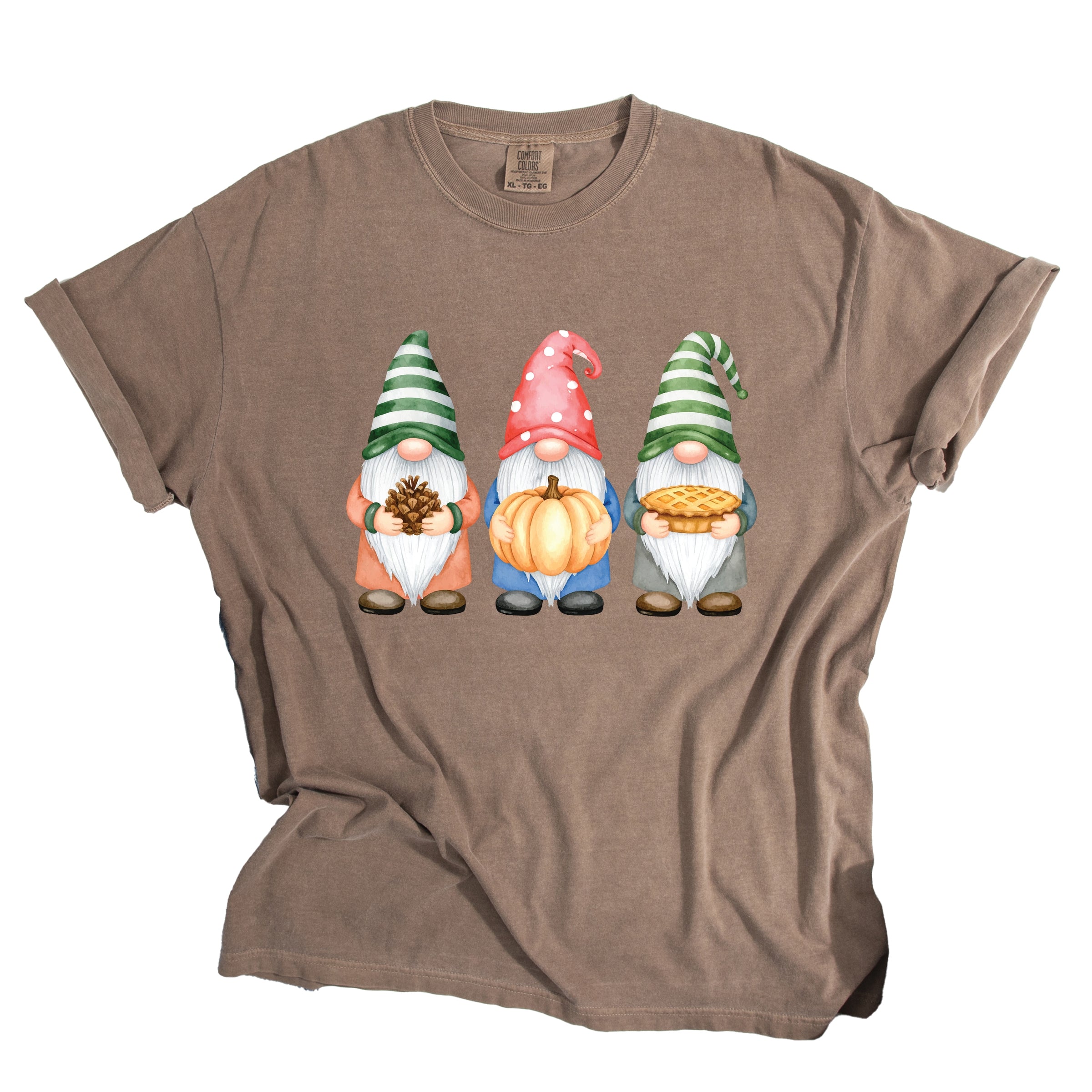 Fall Three Gnomes - Women's Garment Dyed Graphic T-Shirt