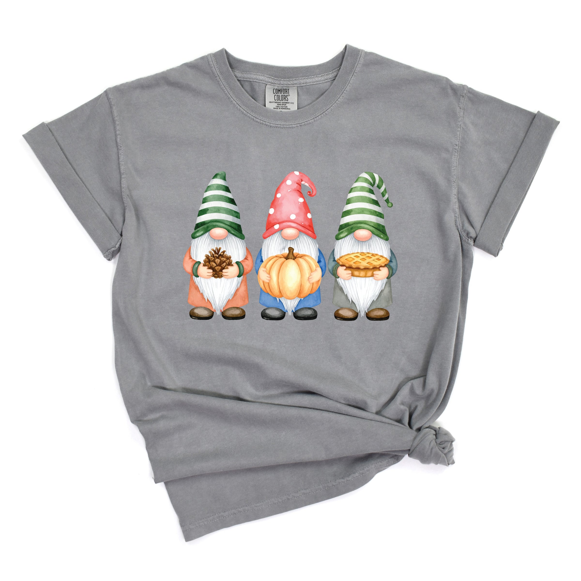 Fall Three Gnomes - Women's Garment Dyed Graphic T-Shirt