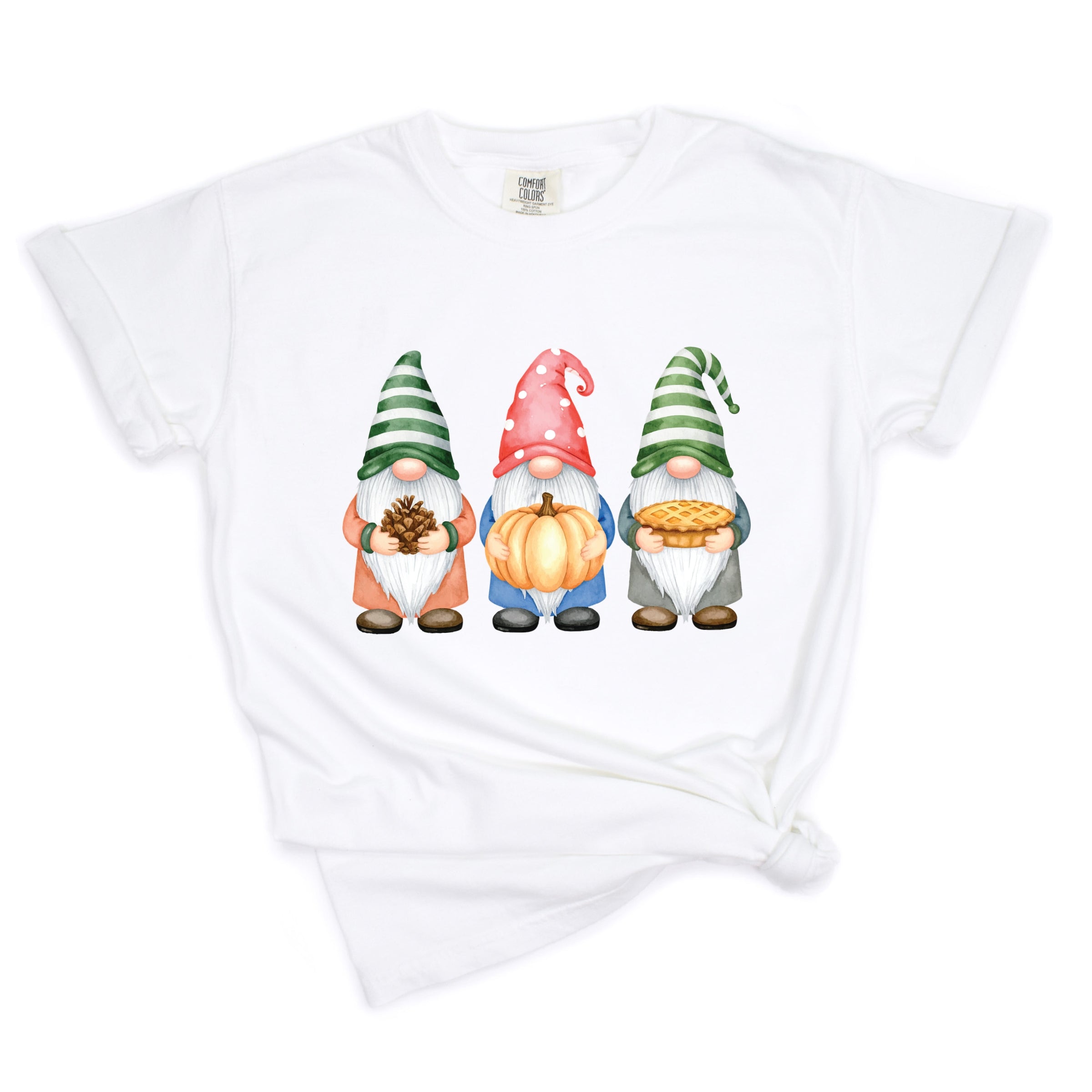 Fall Three Gnomes - Women's Garment Dyed Graphic T-Shirt