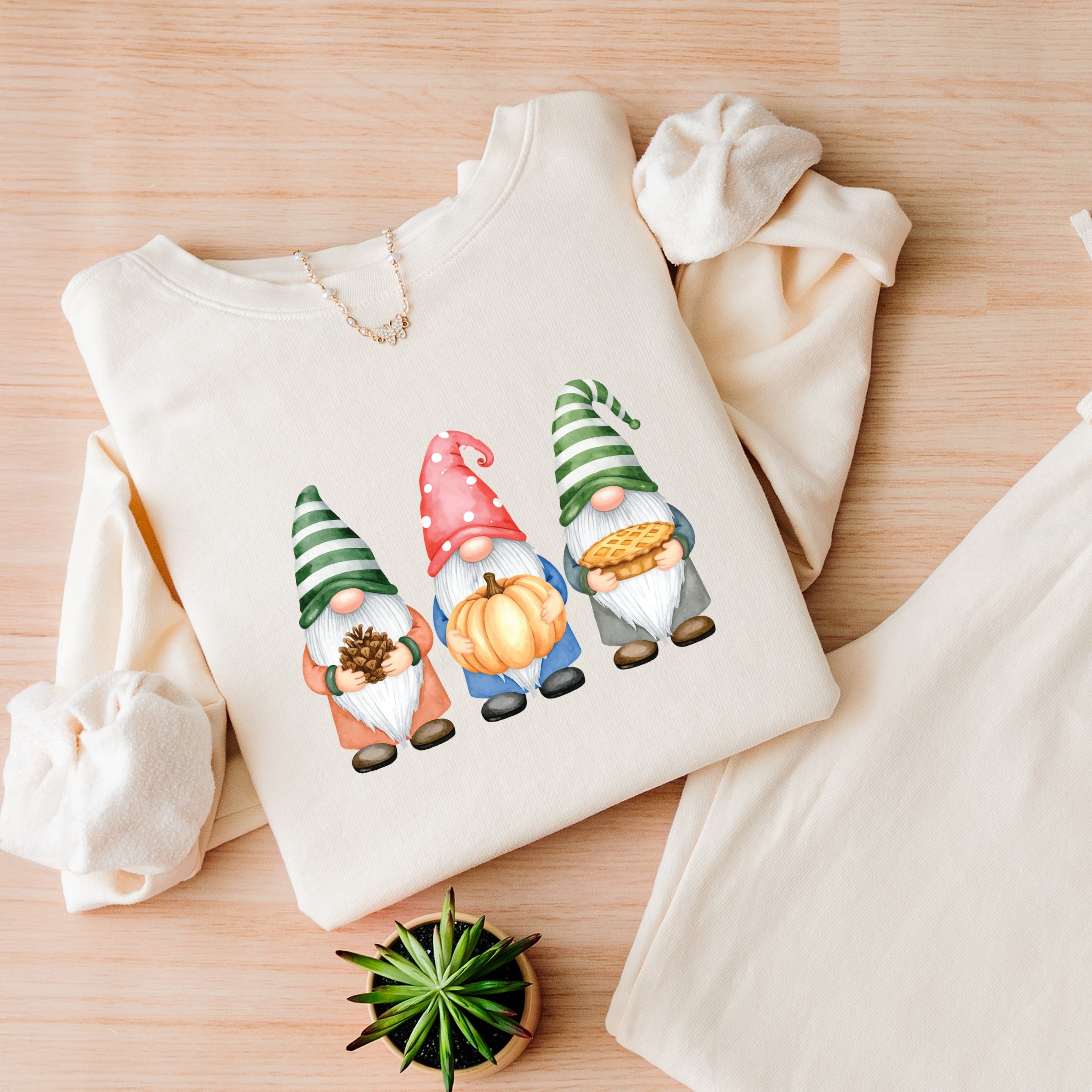 Fall Three Gnomes - Women's Lightweight Garment Dyed Sweatshirt