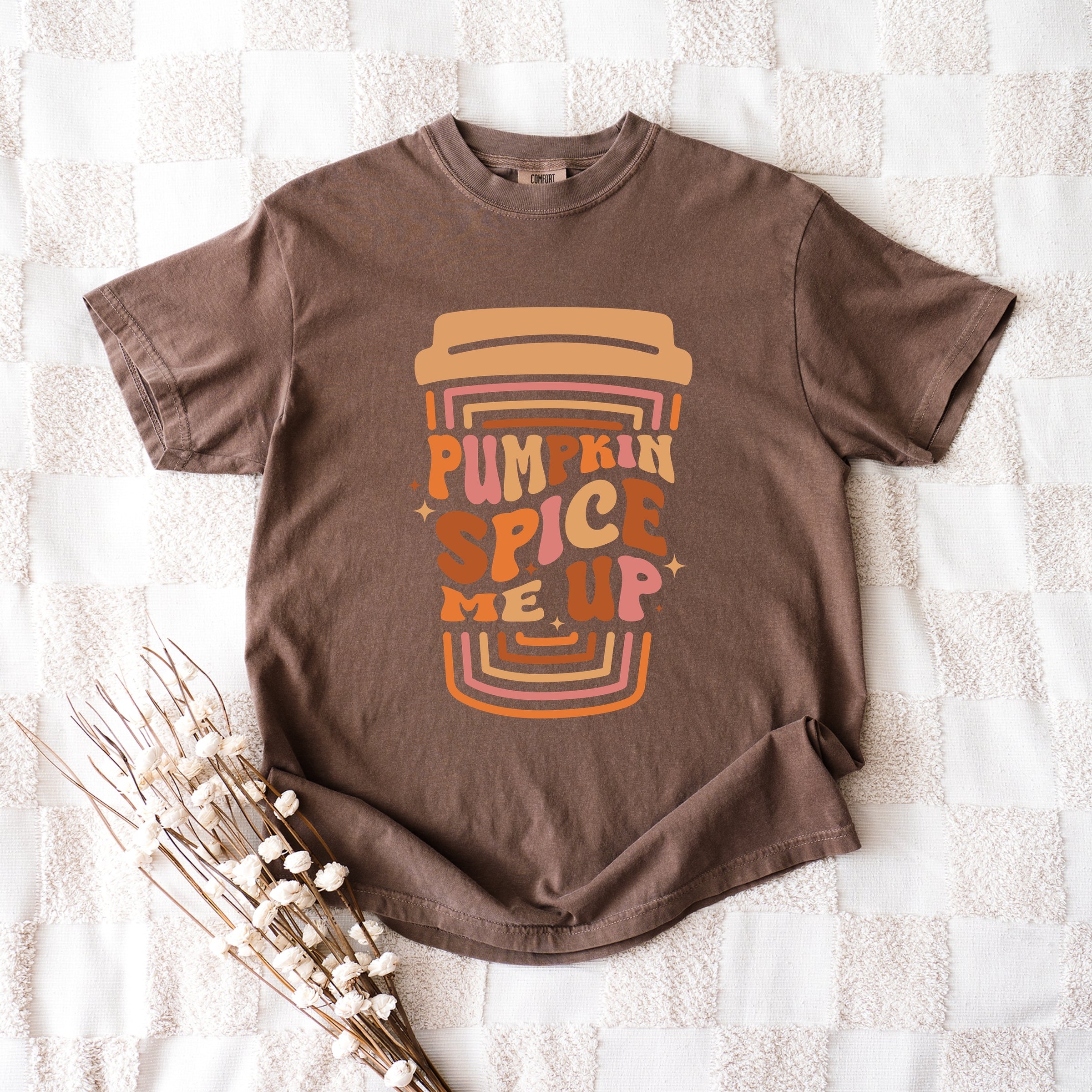 Pumpkin Spice Me Up Cup - Women's Garment Dyed Graphic T-Shirt