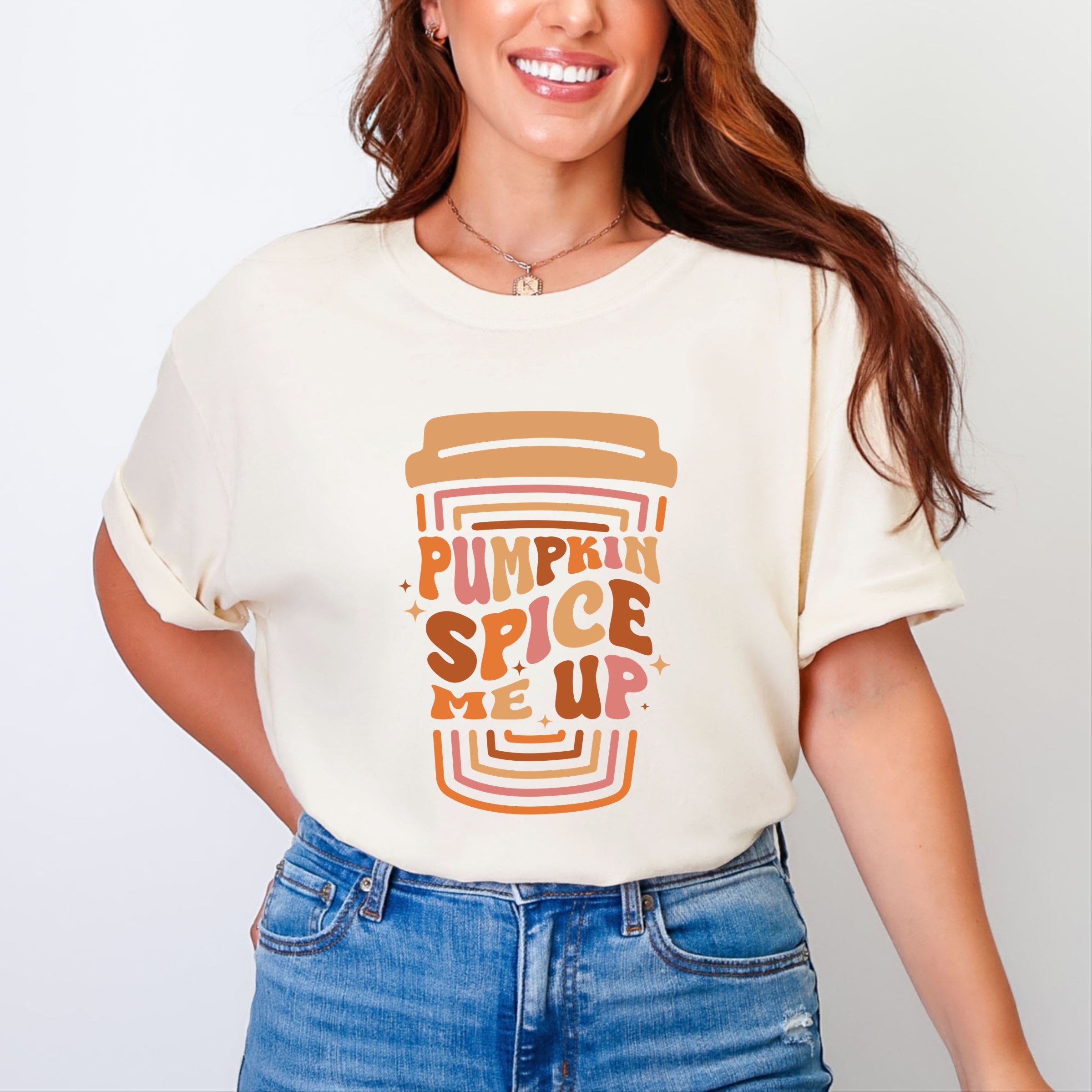 Pumpkin Spice Me Up Cup - Women's Garment Dyed Graphic T-Shirt