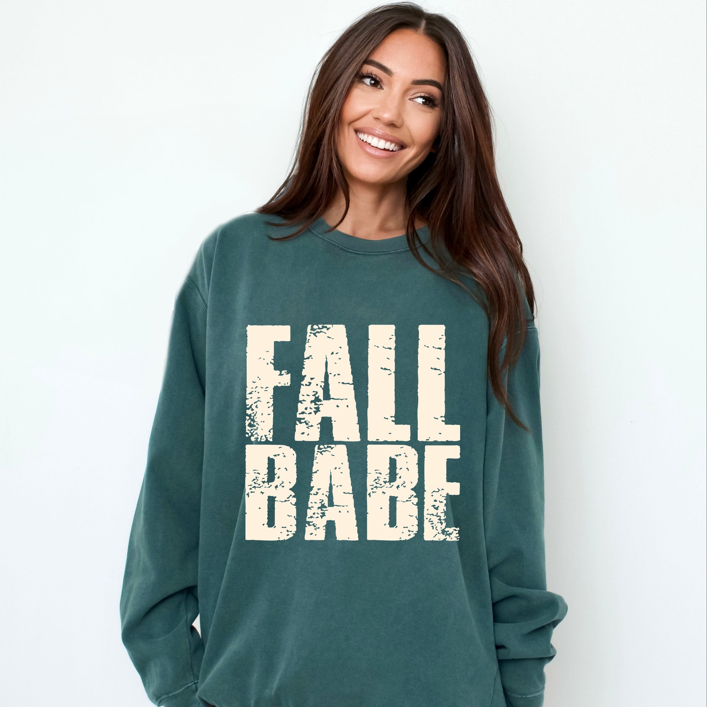 Fall Babe Distressed - Women's Garment Dyed Graphic Sweatshirt