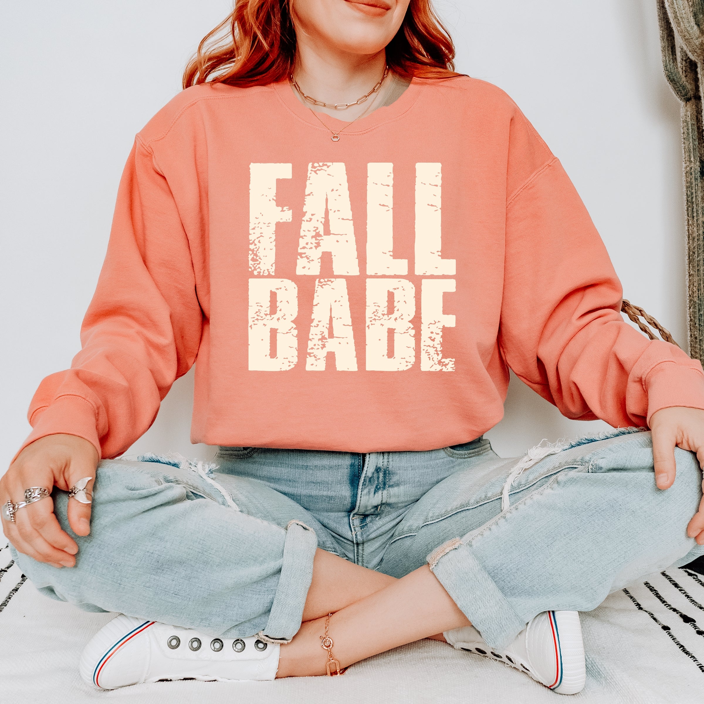 Fall Babe Distressed - Women's Garment Dyed Graphic Sweatshirt
