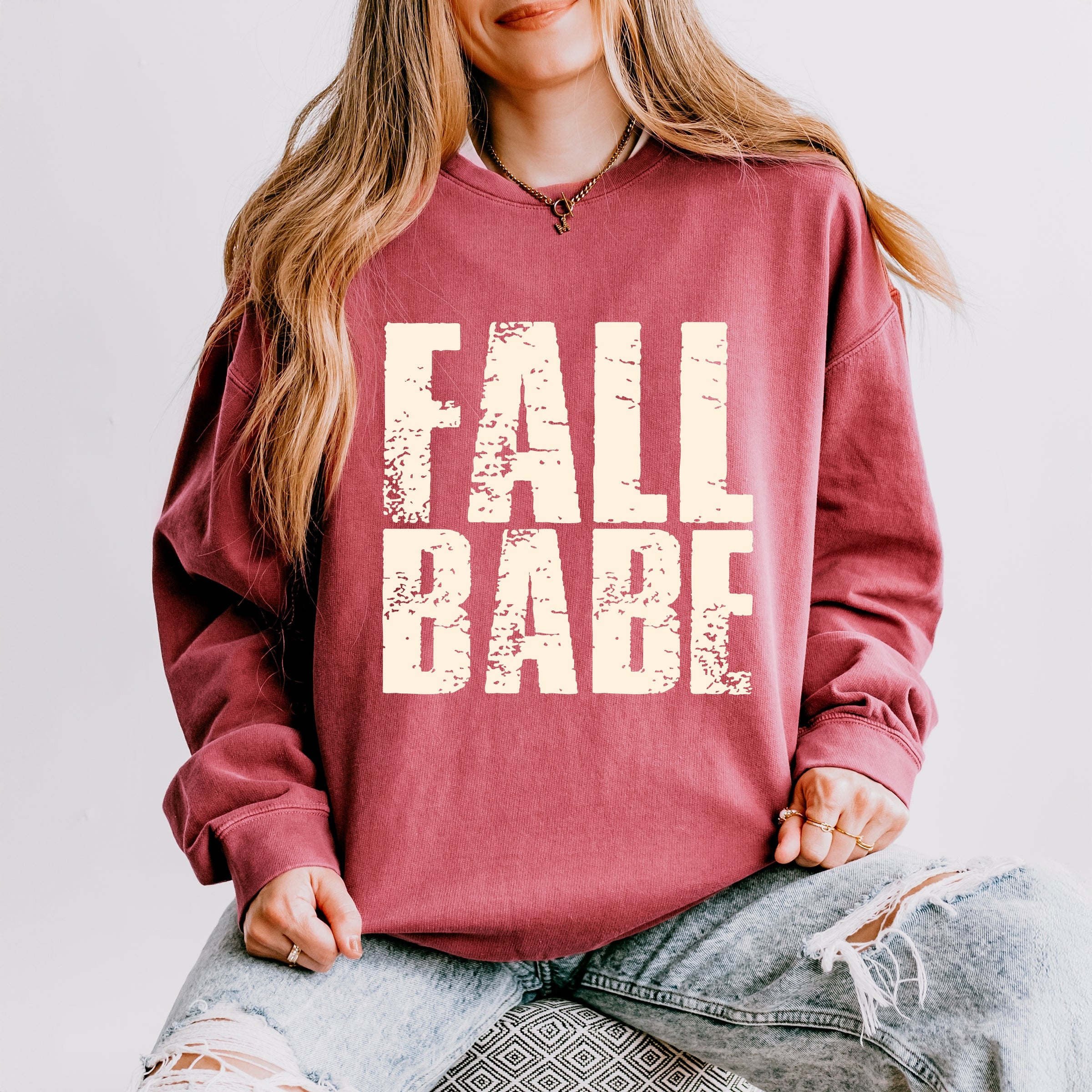 Fall Babe Distressed - Women's Lightweight Garment Dyed Sweatshirt