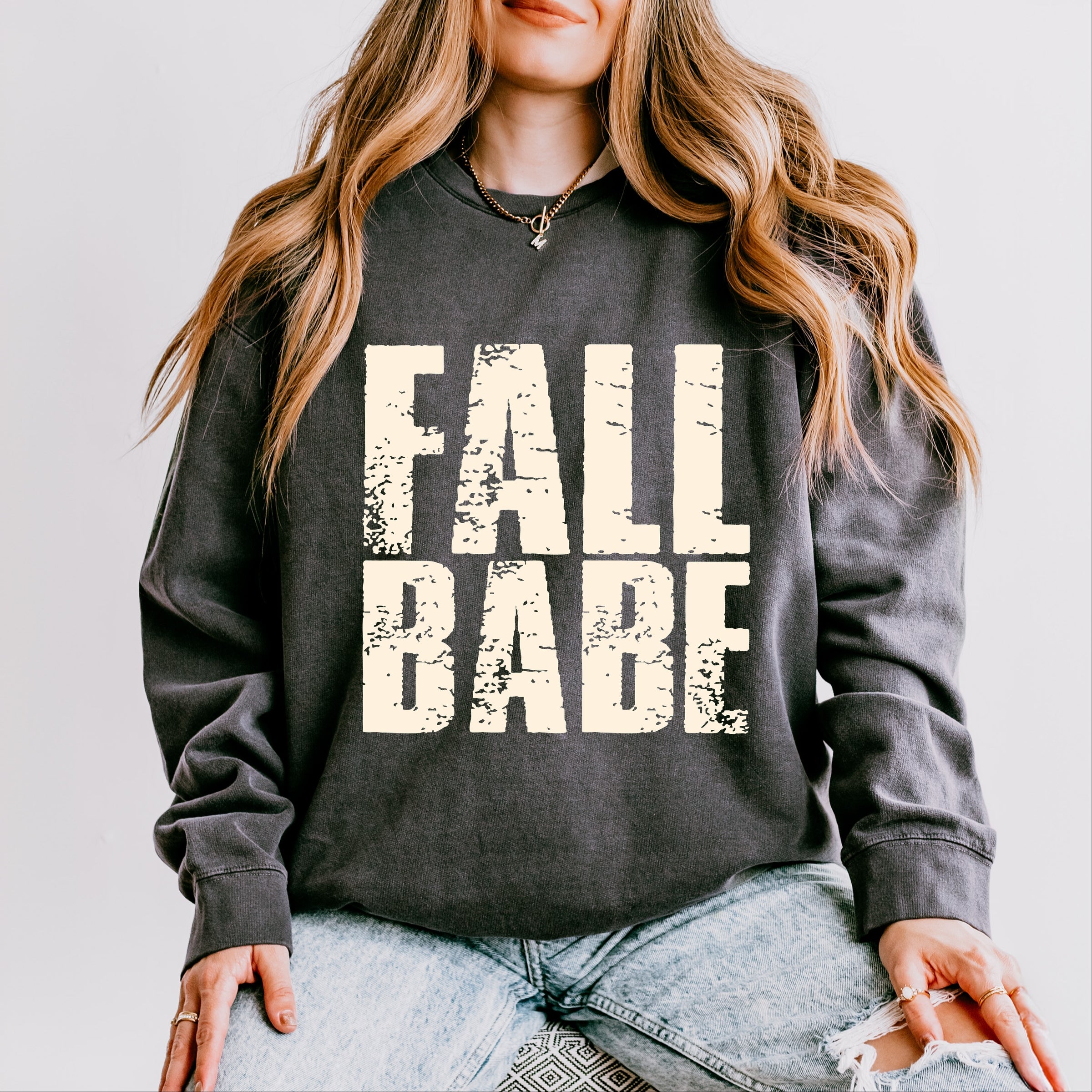 Fall Babe Distressed - Women's Lightweight Garment Dyed Sweatshirt
