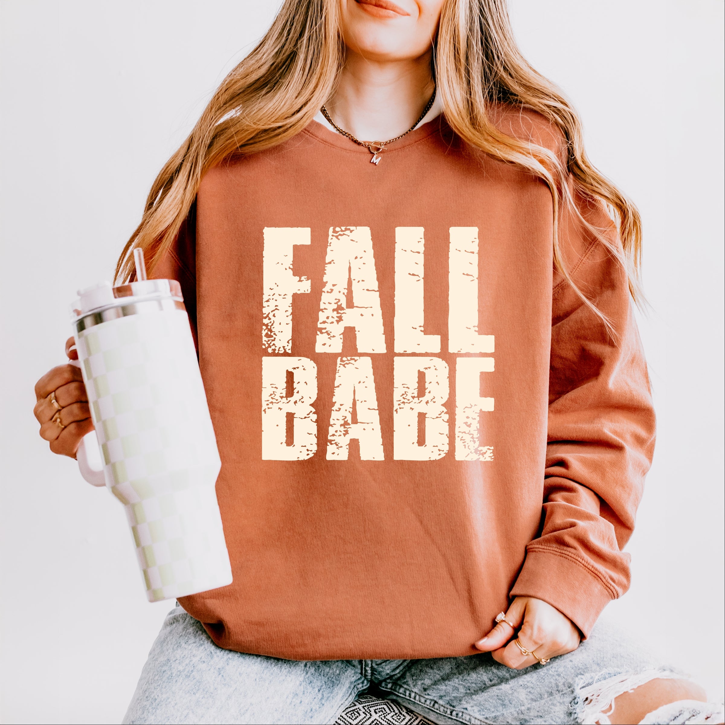 Fall Babe Distressed - Women's Lightweight Garment Dyed Sweatshirt