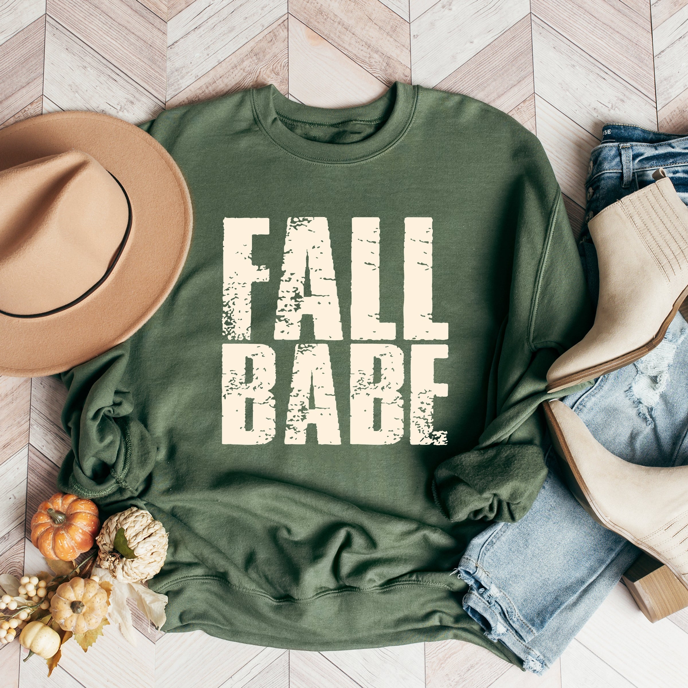 Fall Babe Distressed -  Women's Graphic Sweatshirt