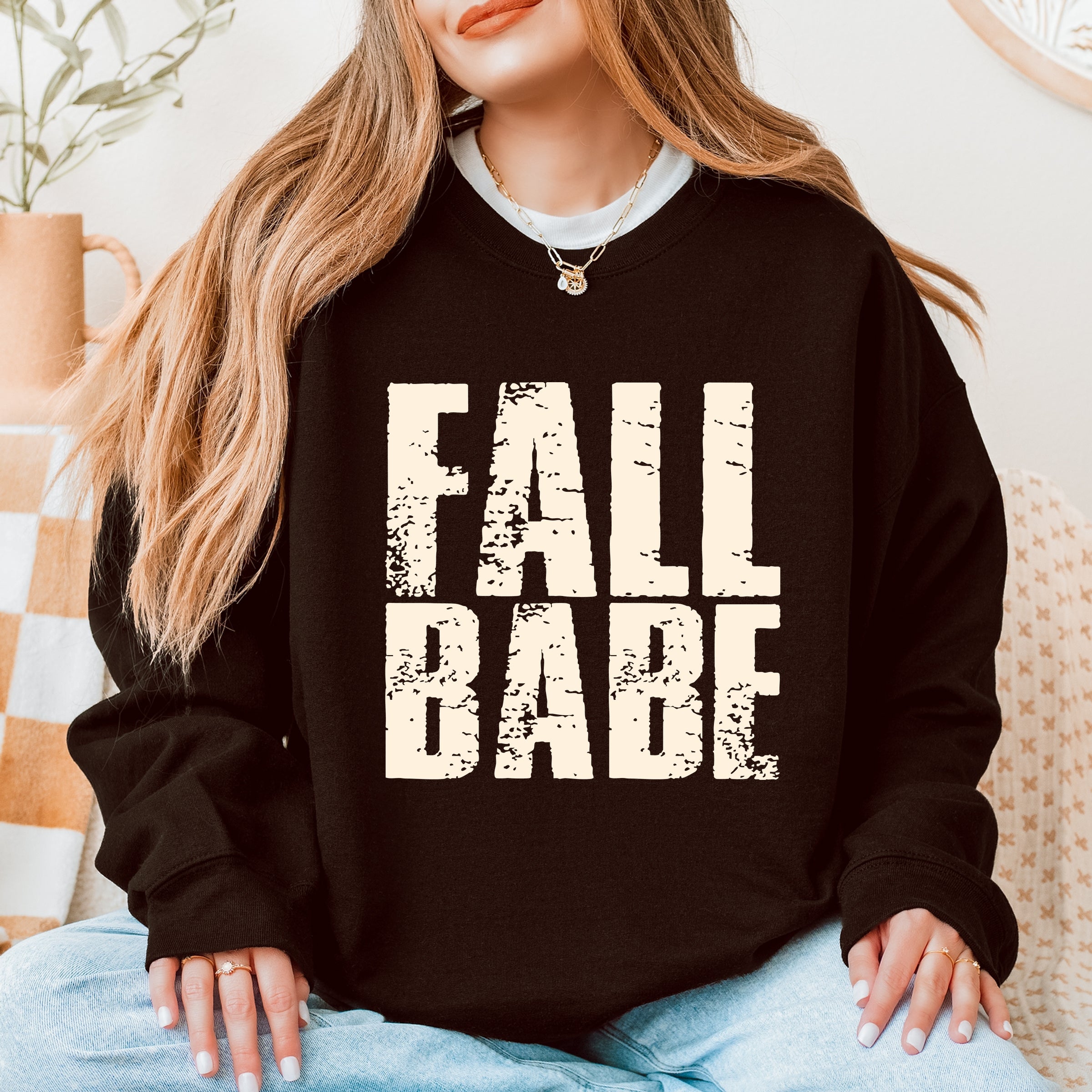 Fall Babe Distressed -  Women's Graphic Sweatshirt