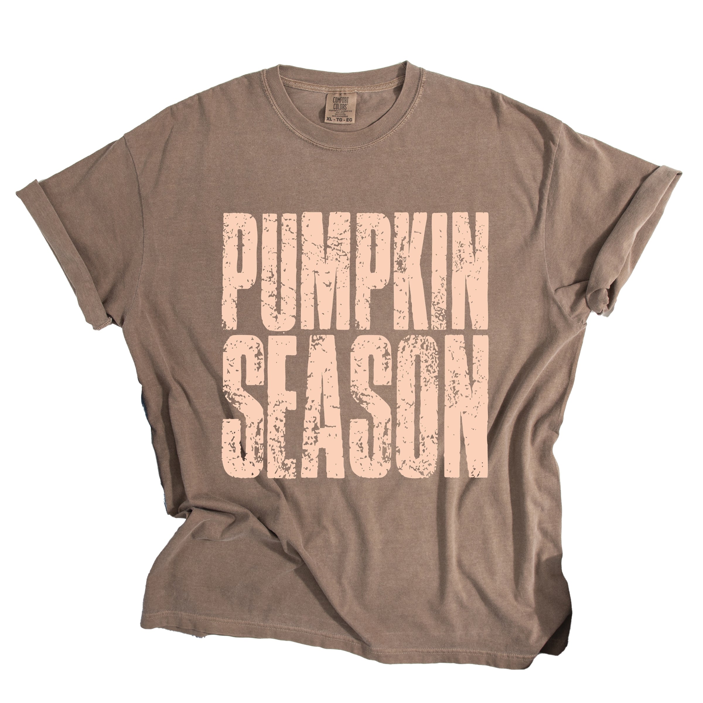 Pumpkin Season Stacked Distressed - Women's Garment Dyed Graphic T-Shirt