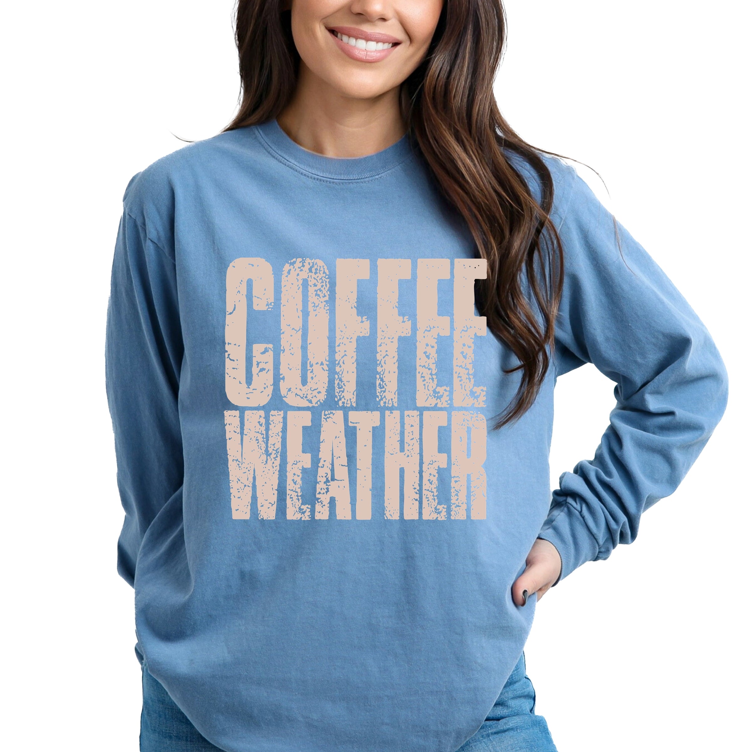 Coffee Weather Distressed - Garment Dyed Long Sleeve