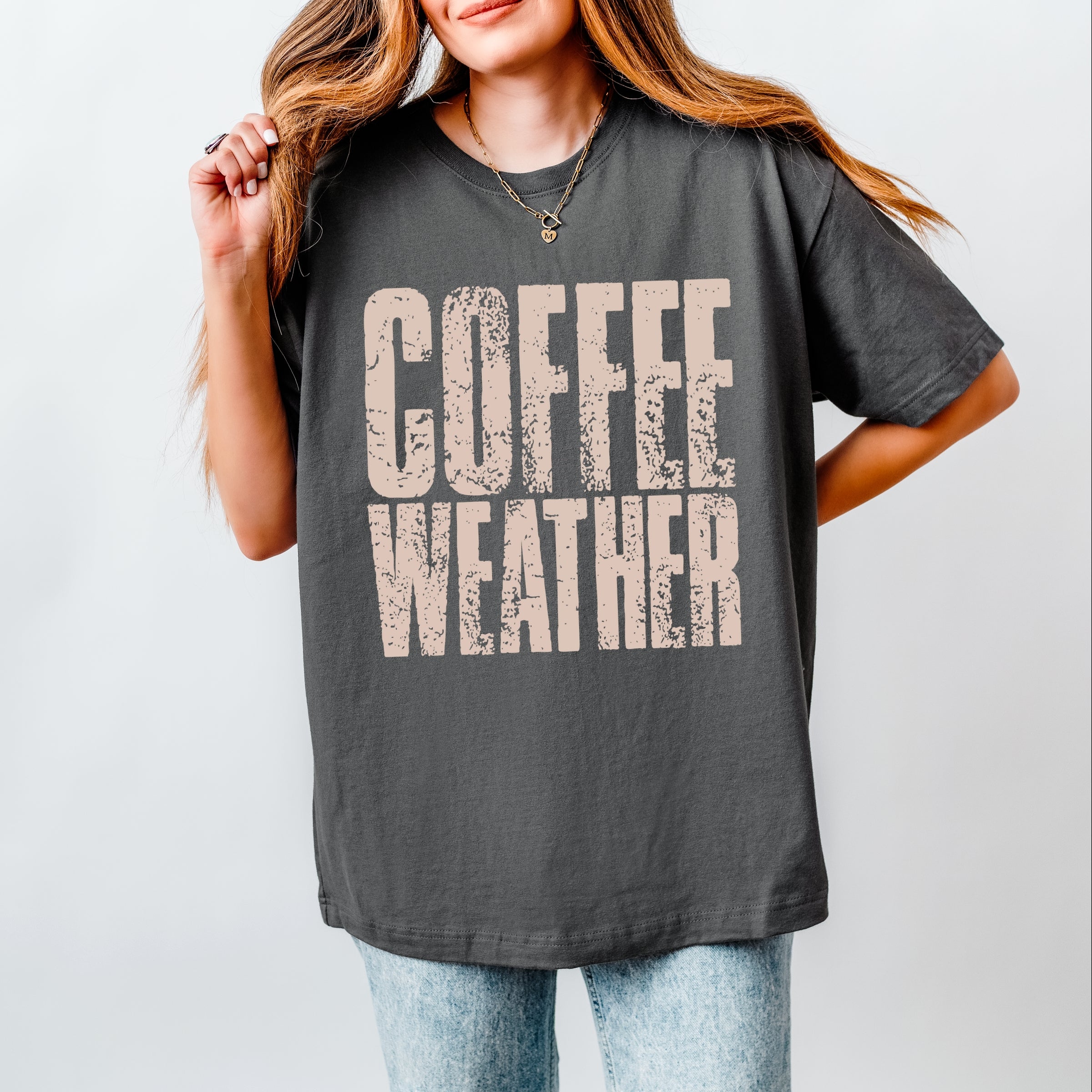 Coffee Weather Distressed - Heavyweight Tee