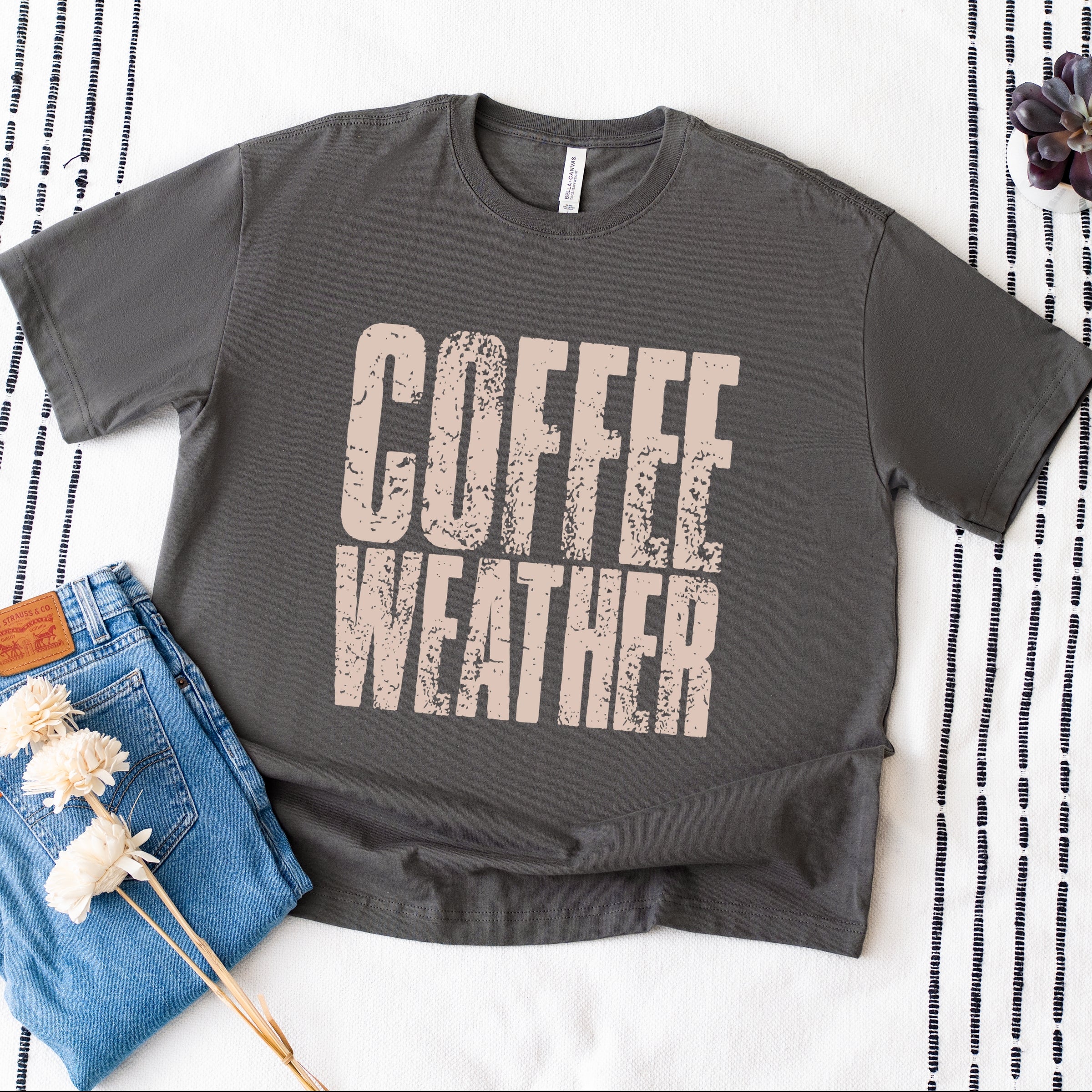 Coffee Weather Distressed - Heavyweight Tee
