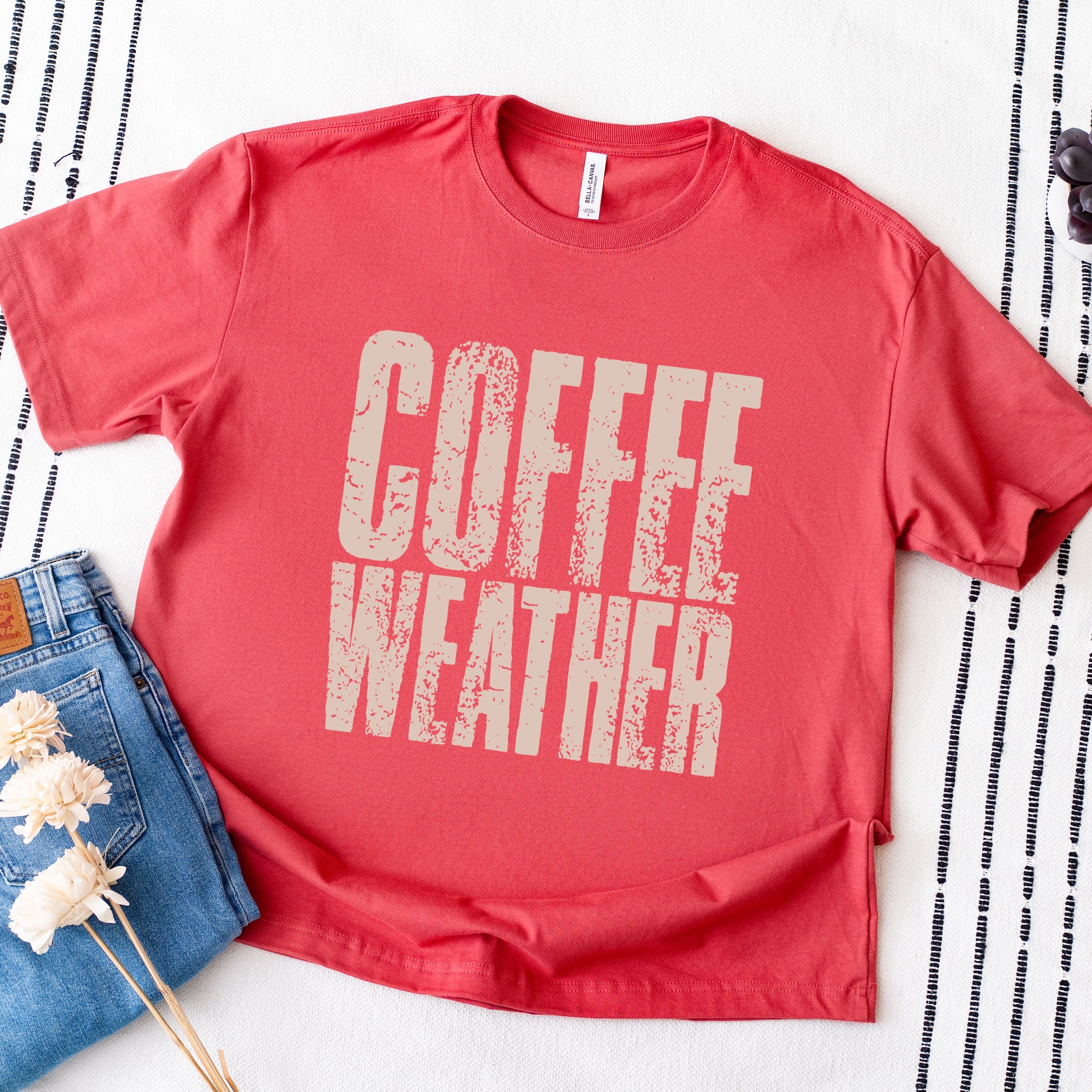 Coffee Weather Distressed - Heavyweight Tee