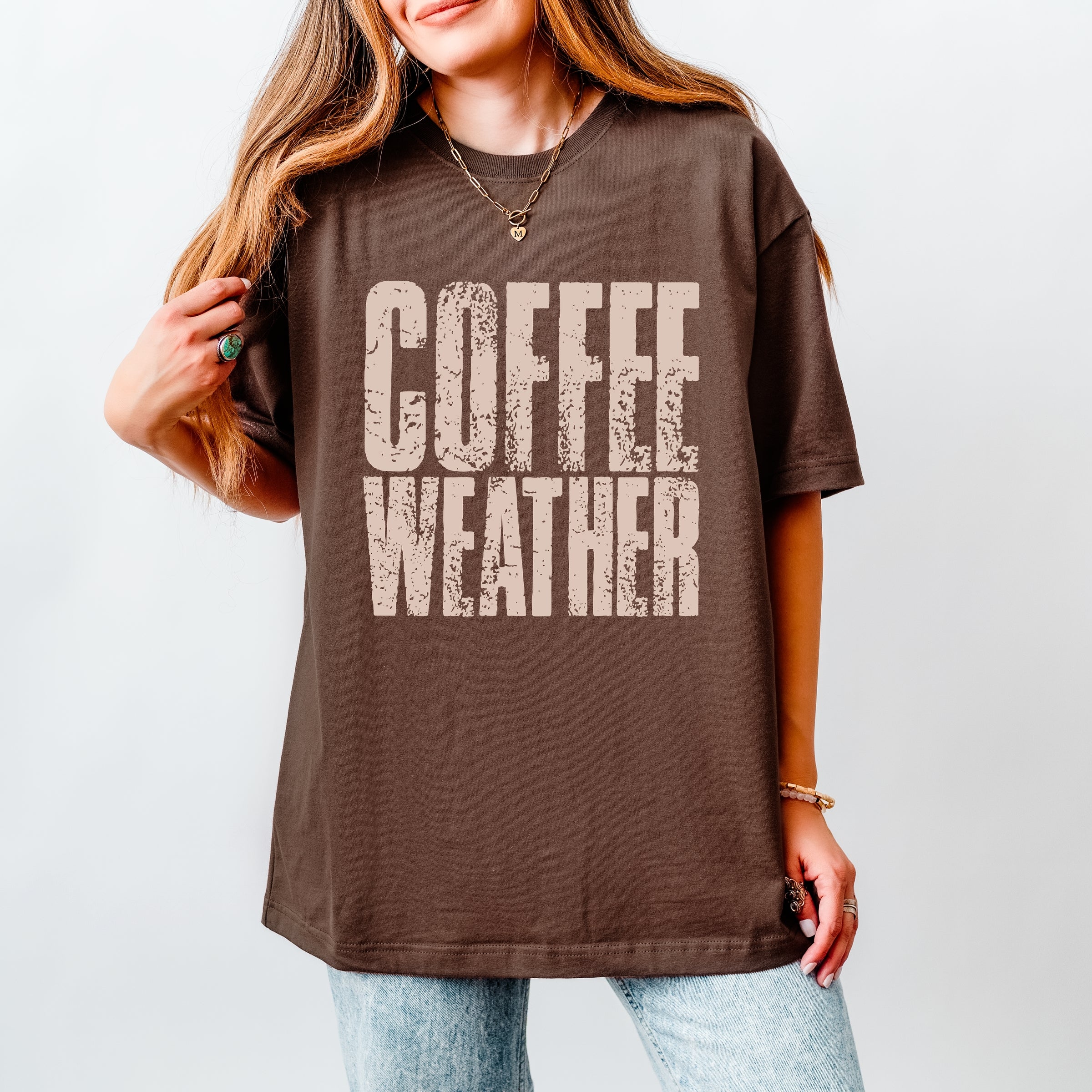 Coffee Weather Distressed - Heavyweight Tee