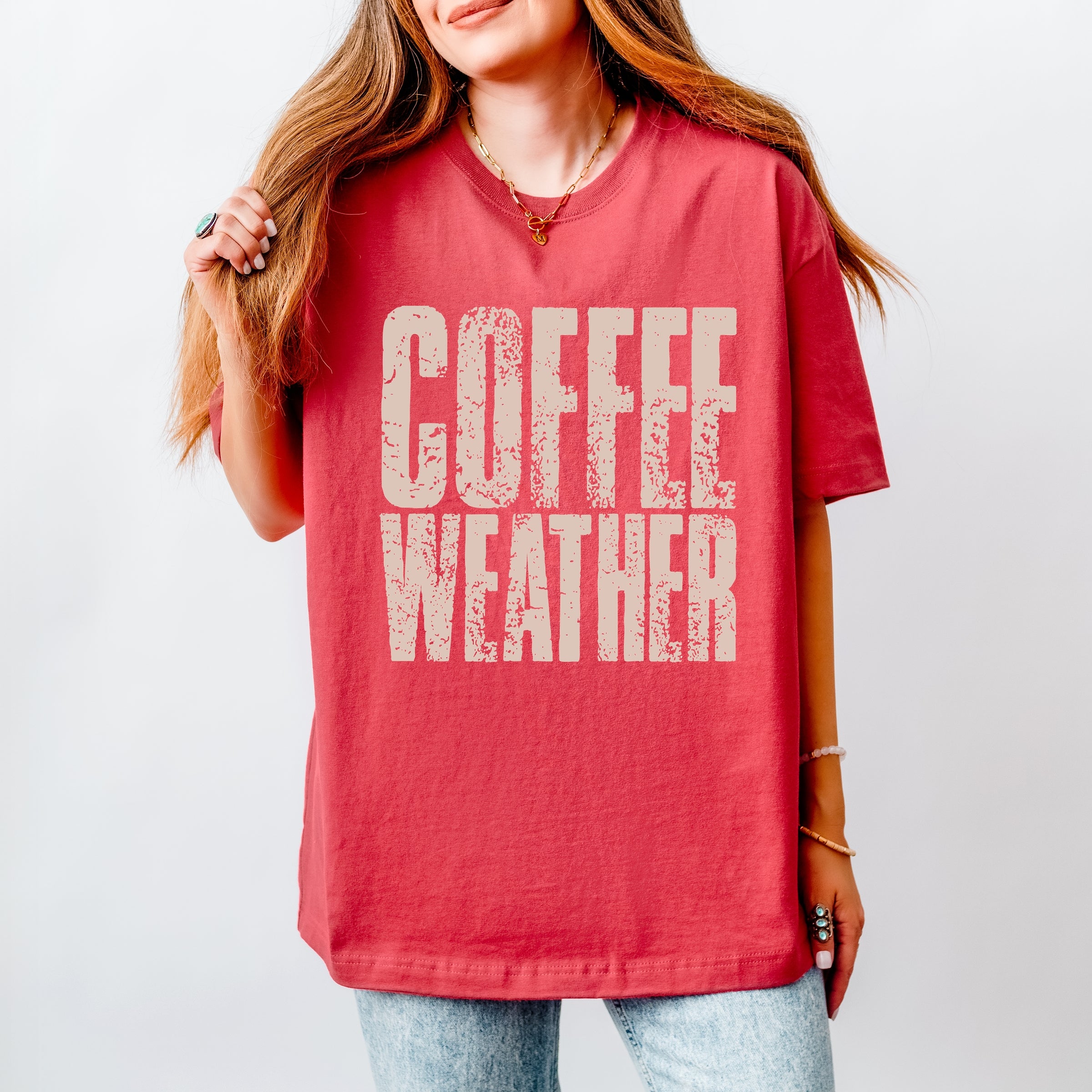 Coffee Weather Distressed - Heavyweight Tee