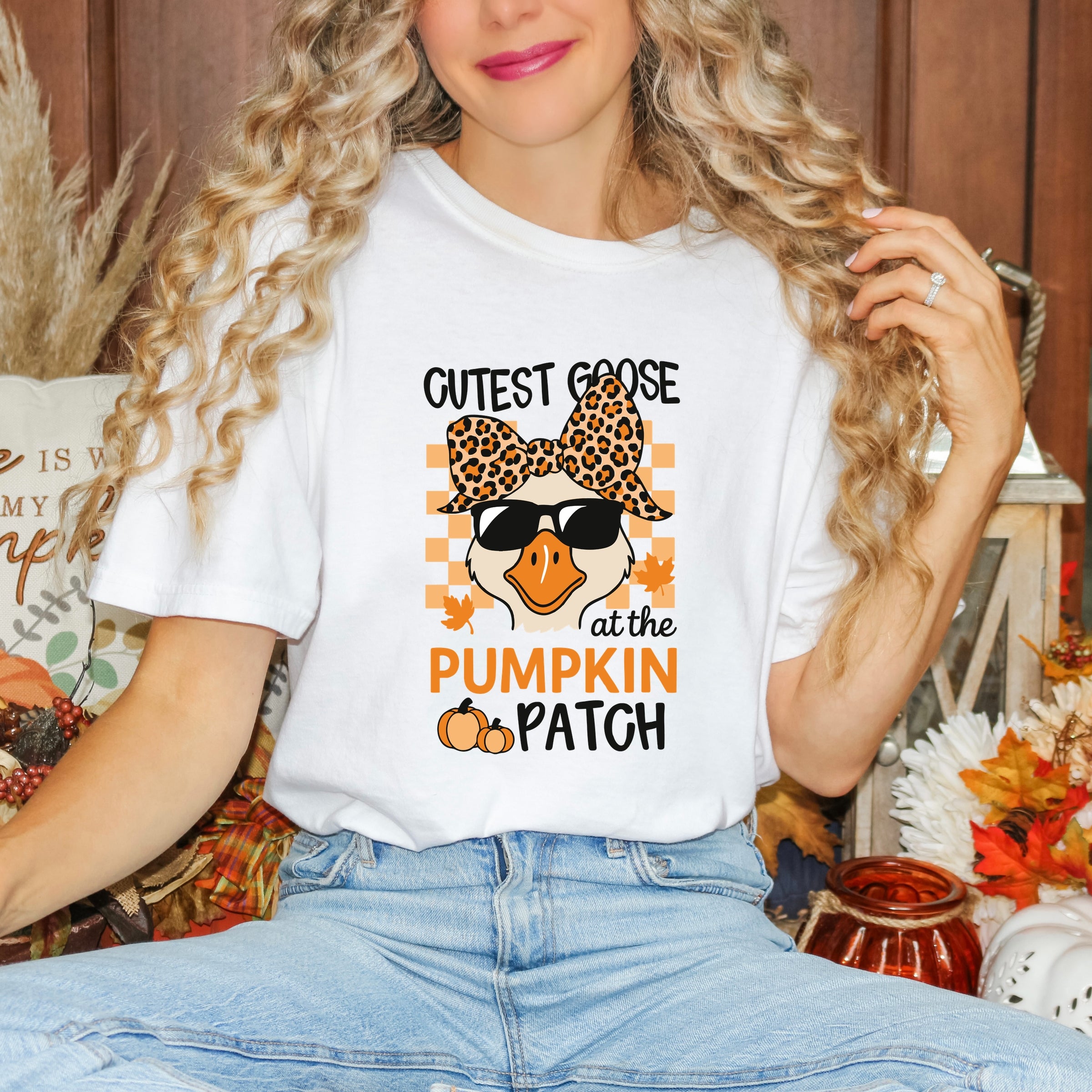 Cutest Goose At The Pumpkin Patch - Womens Garment Dyed Tee